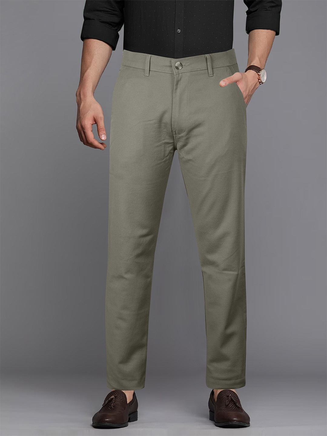 

Jb Just BLACK Men Relaxed Cotton Chinos Trouser, Olive