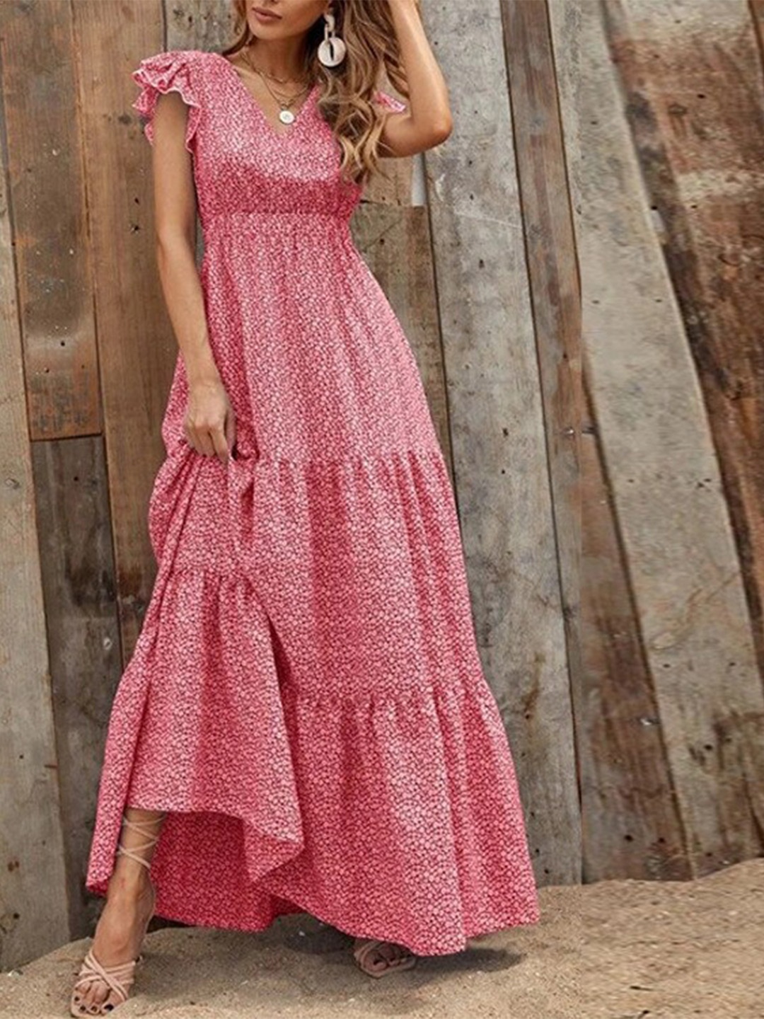 

StyleCast Geometric Printed V-Neck Maxi Dresses, Red