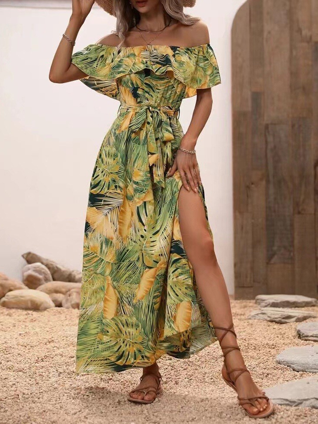 

StyleCast Abstract Printed Short Sleeves Off-Shoulder Dress, Yellow
