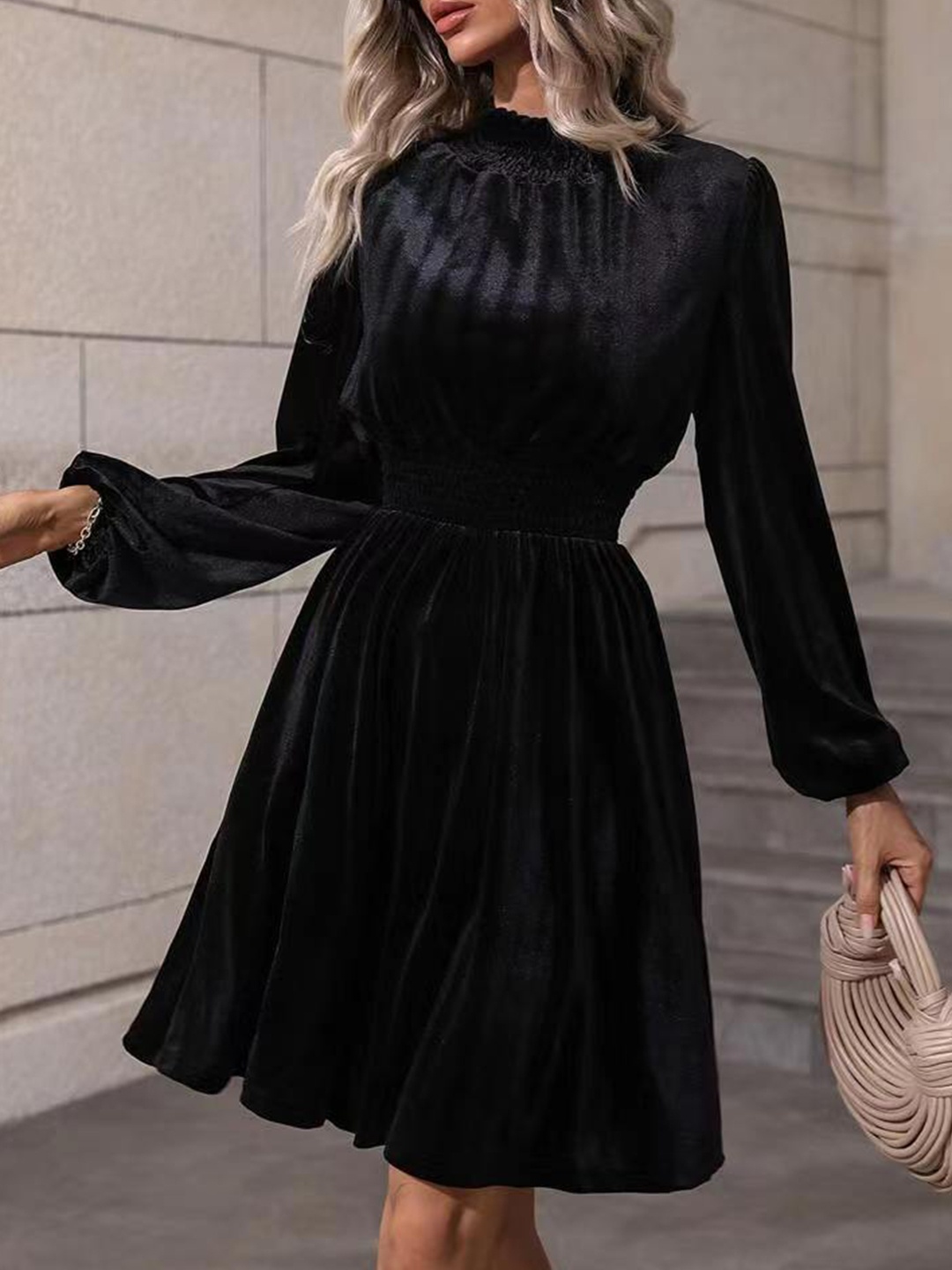 

StyleCast Black Mock Neck Fit and Flare Dress