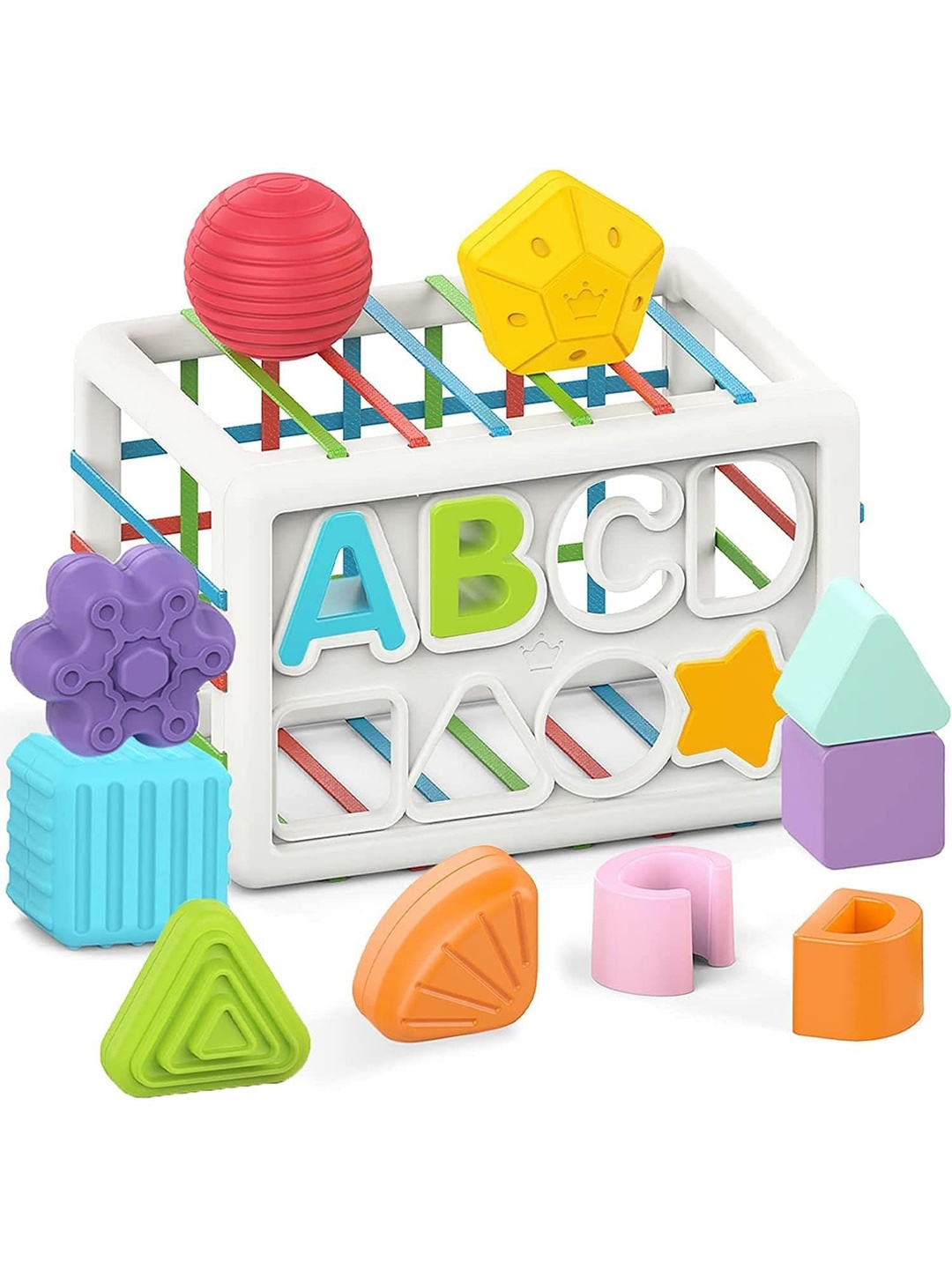 

OPINA Kids 14 Pcs Shape Sorter Montessori Baby Toys, White