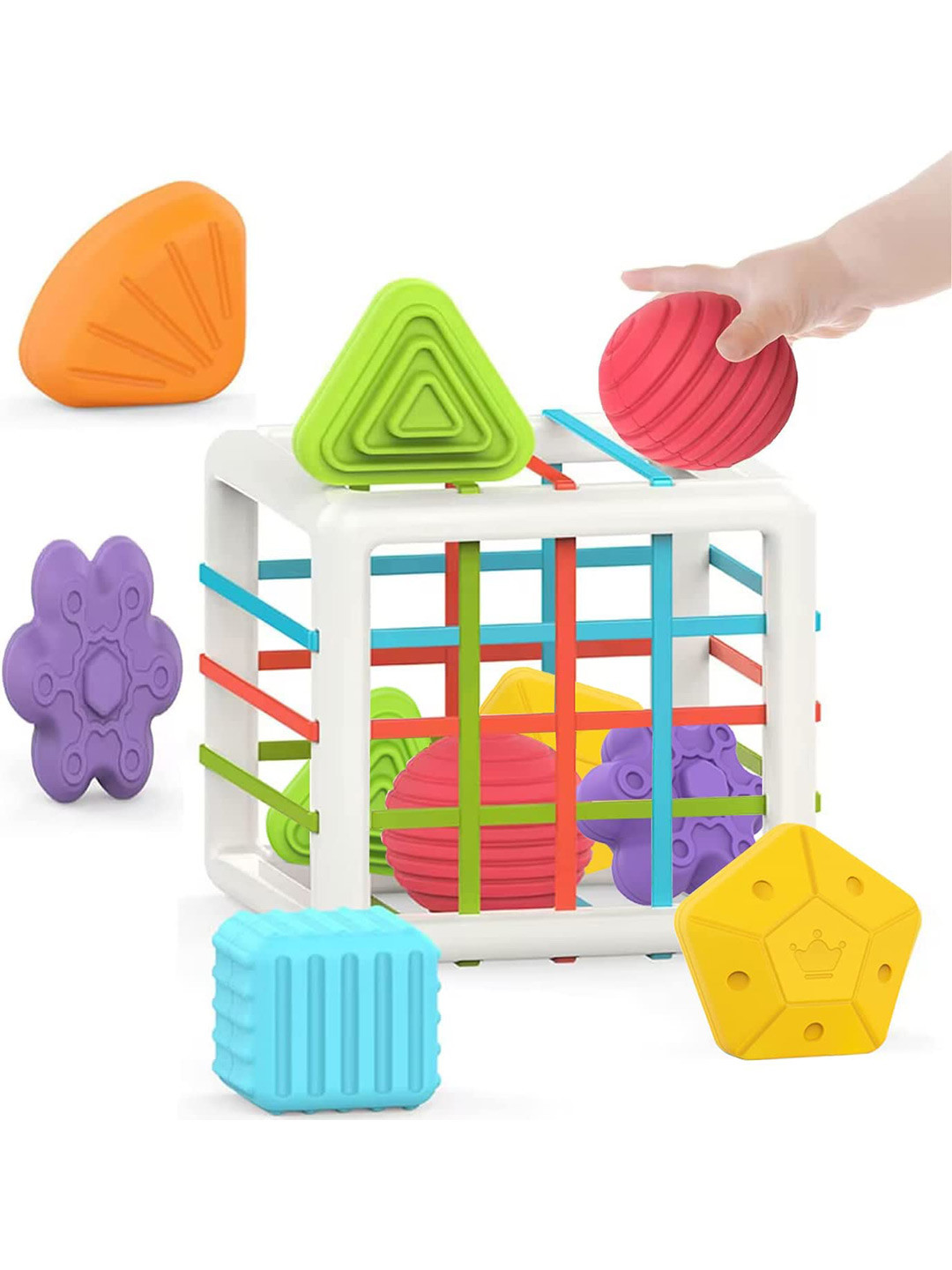 

OPINA 6 Pieces Block Sensory Shape Sorter Montessori Toys, Green