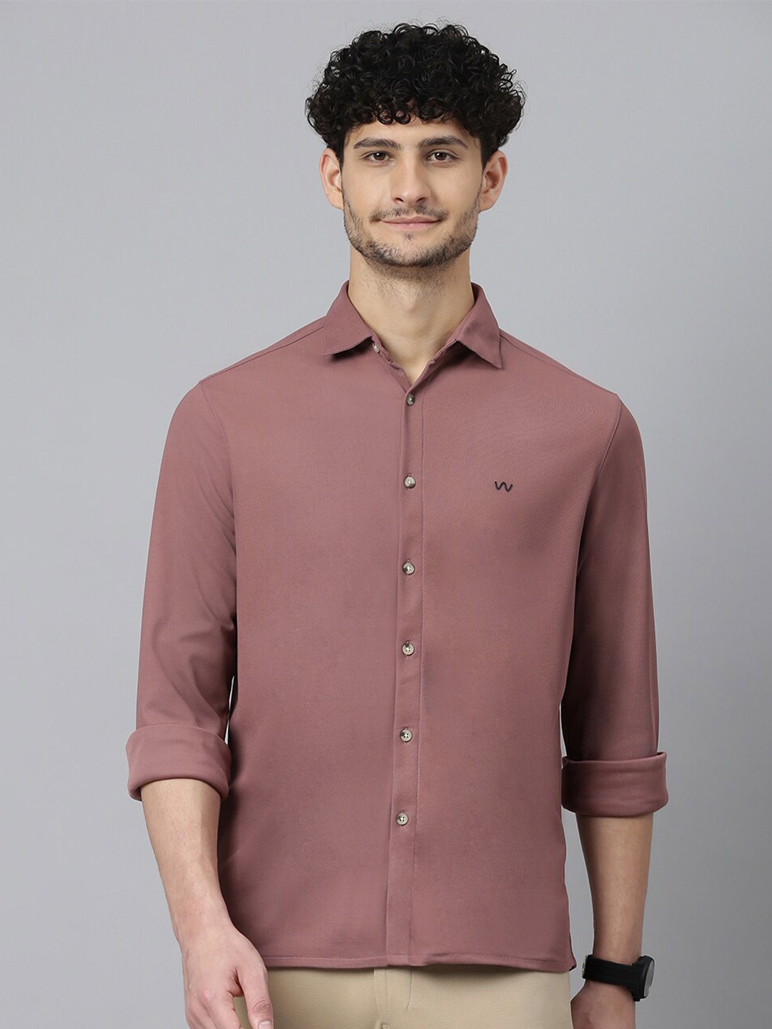 

Slowave Solid Slim Fit Casual Shirt, Mauve