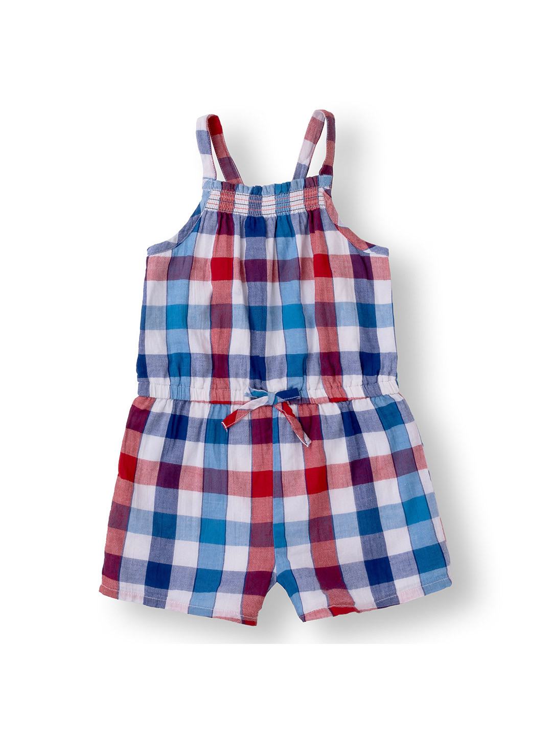 

AMPED Girls Checked Cotton Rompers, White
