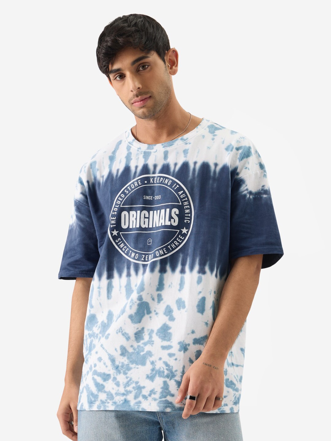 

The Souled Store Tie and Dye Printed Round Neck T-shirt, White