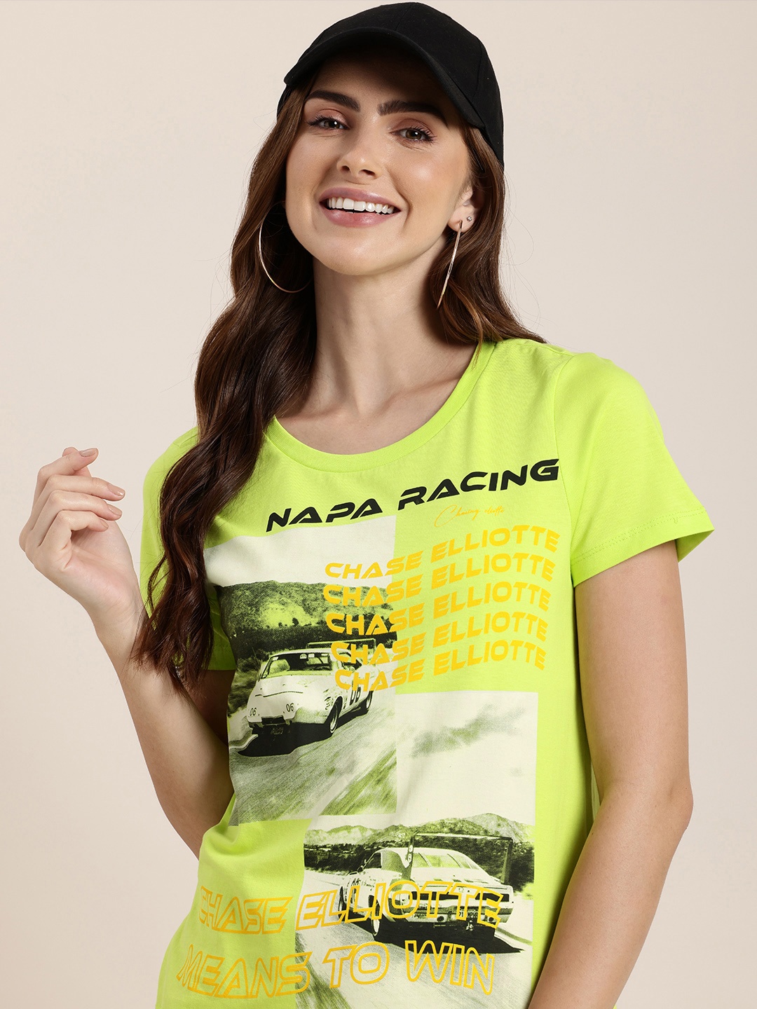 

HERE&NOW Pure Cotton Graphic Printed T-shirt, Green