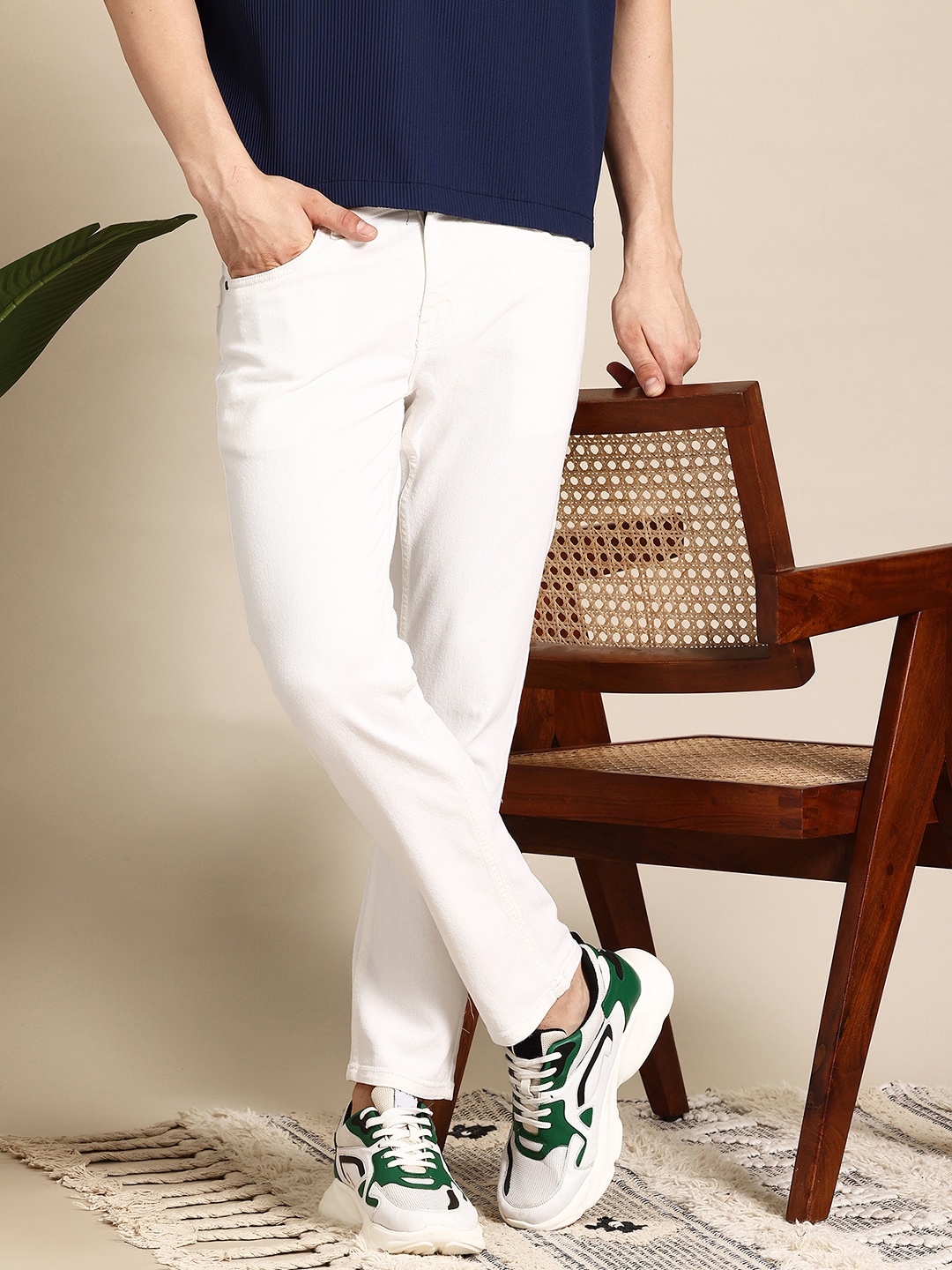 

Mast & Harbour Men Stretchable Jeans, White