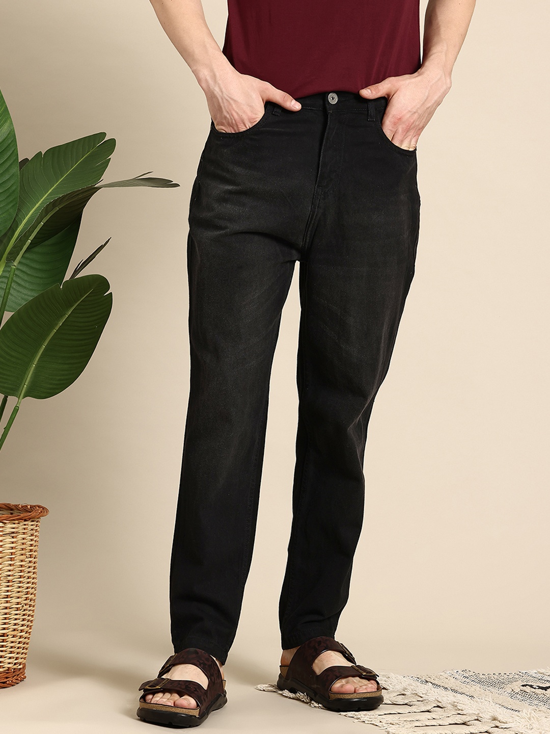 

Mast & Harbour Men Baggy Fit Jeans, Black