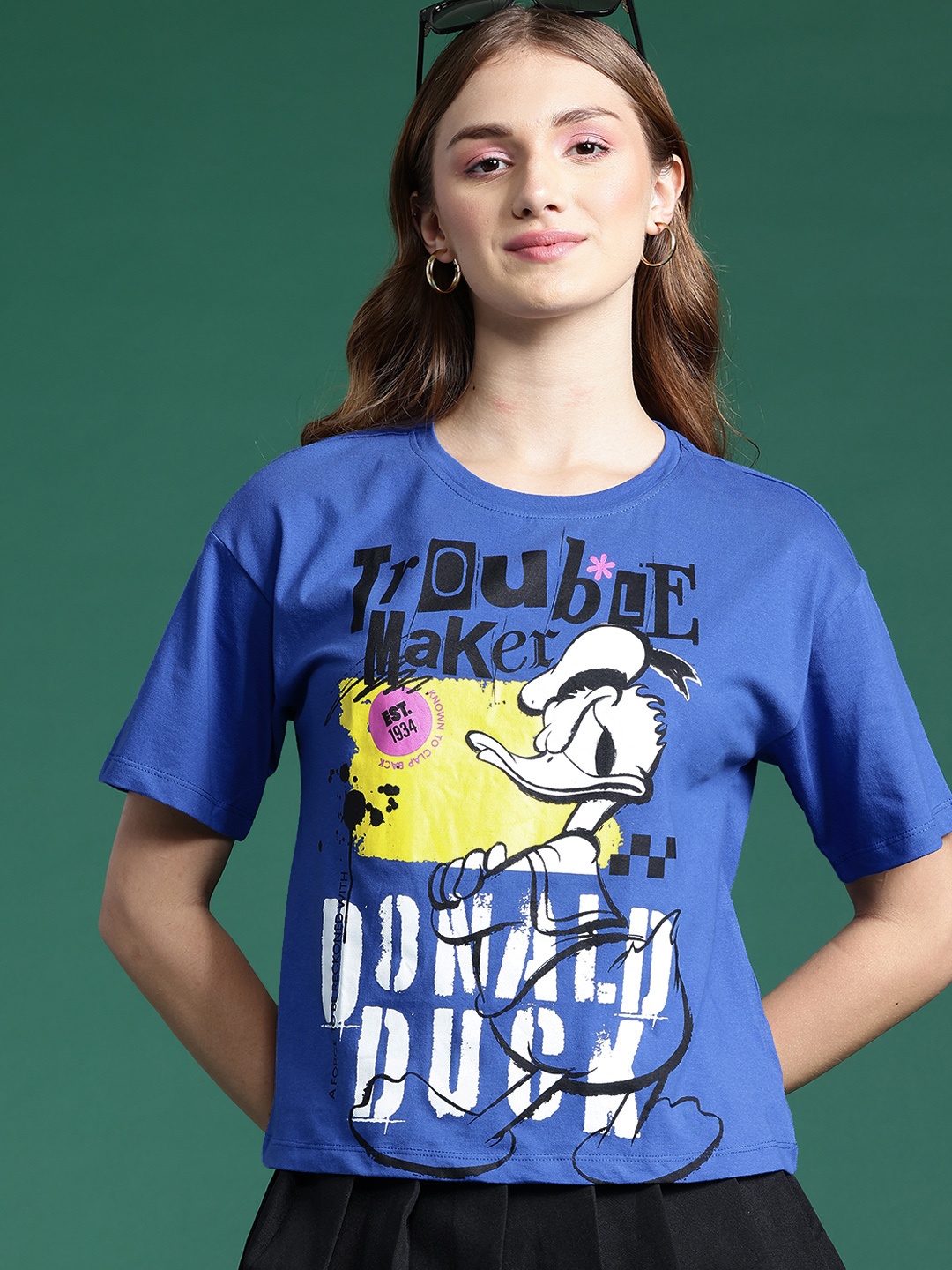 

DressBerry Printed Pure Cotton T-shirt, Blue