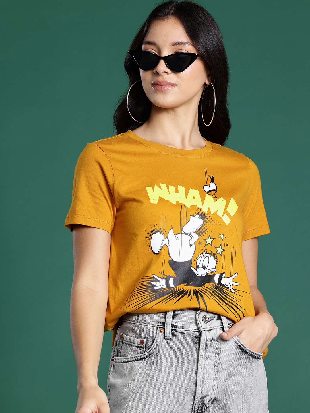 

Disney by DressBerry Donald Duck Print Pure Cotton T-shirt, Rust