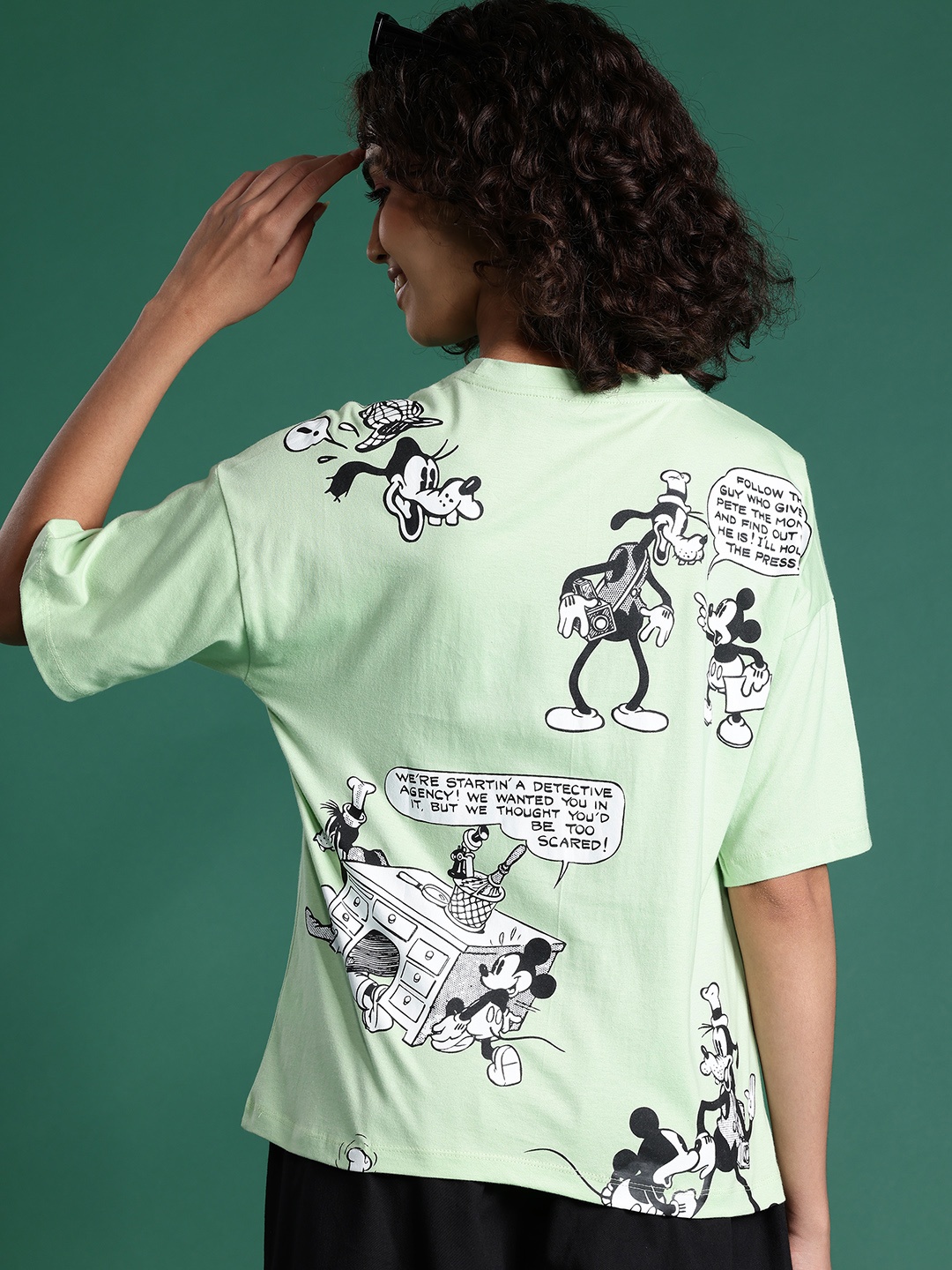 

Disney by DressBerry Graphic Printed Drop-Shoulder Sleeve T-shirt, Green
