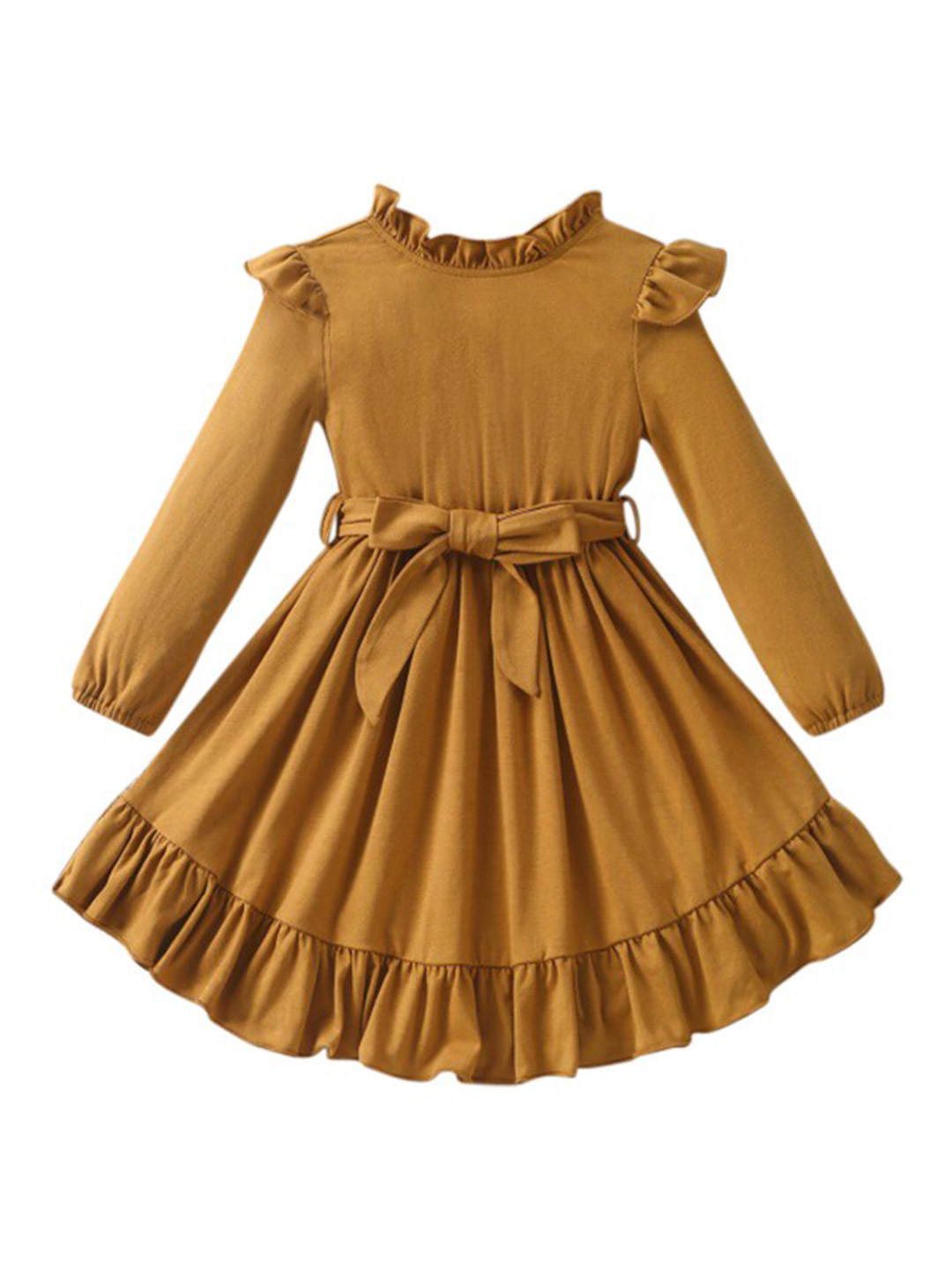 

StyleCast Girls Bishop Sleeve Layered A-Line Fit and Flare Midi Dress, Brown