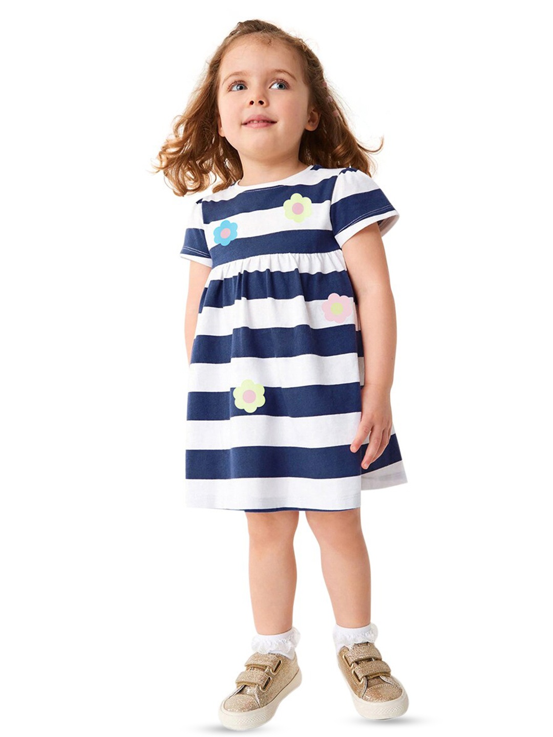 

StyleCast Girls Striped Applique T-shirt Dress, Blue