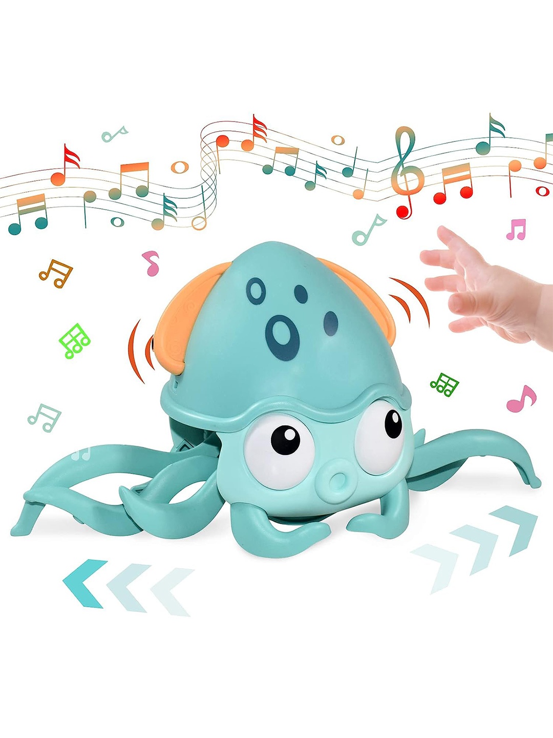 

OPINA Kids Crawling Octopus Musical Toys, Blue