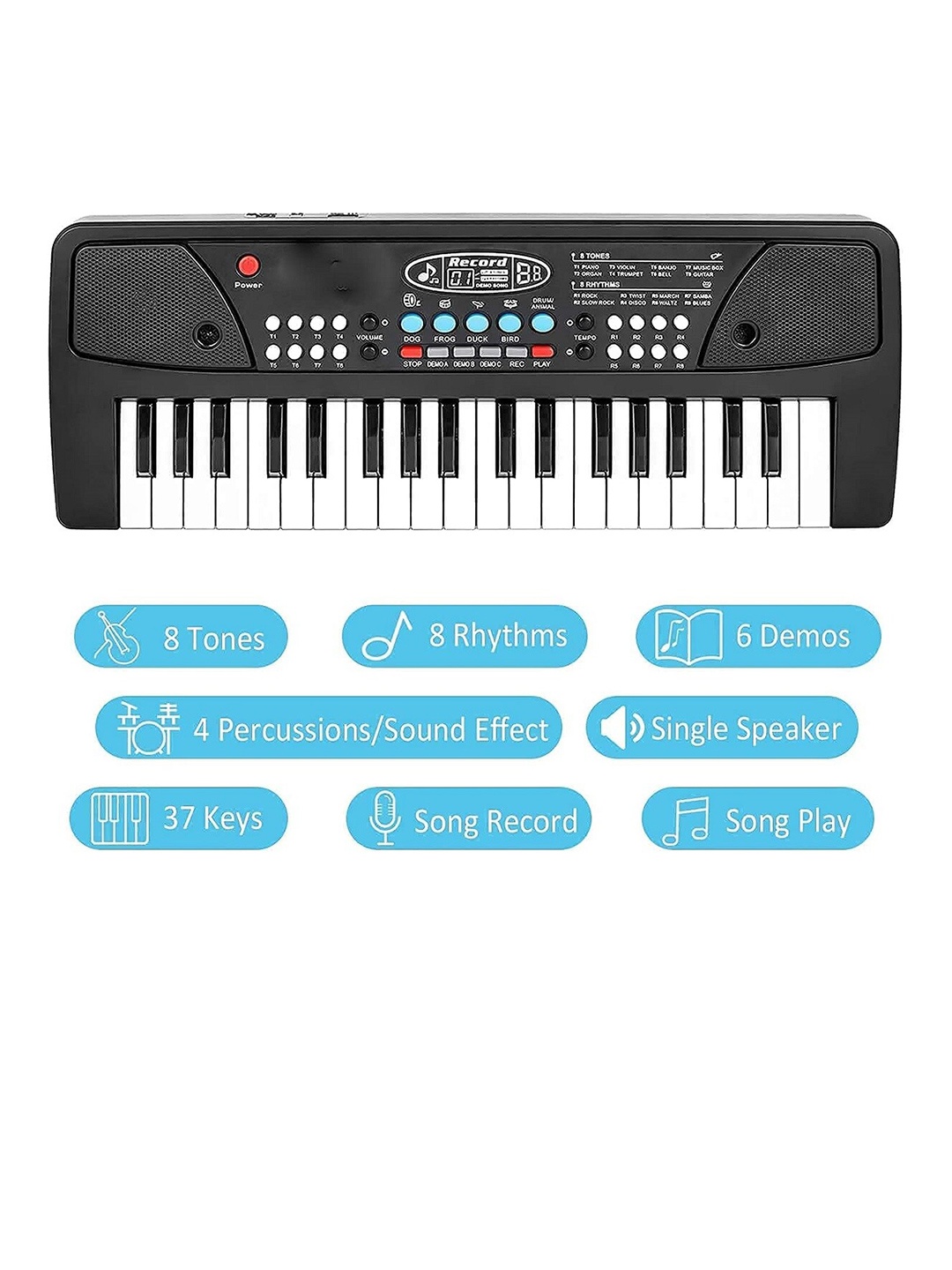 

OPINA Kids Piano Keyboard Musical Toy With Microphone, Black