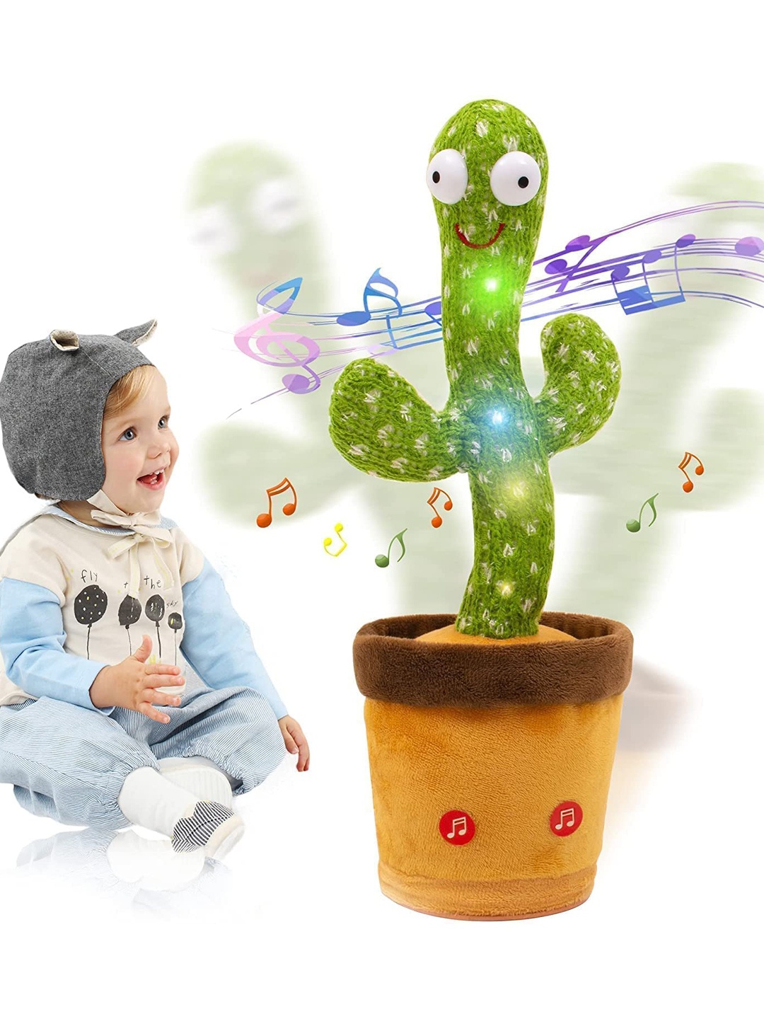 OPINA Kids Singing Talking Recording Dancing Cactus Toy, Green