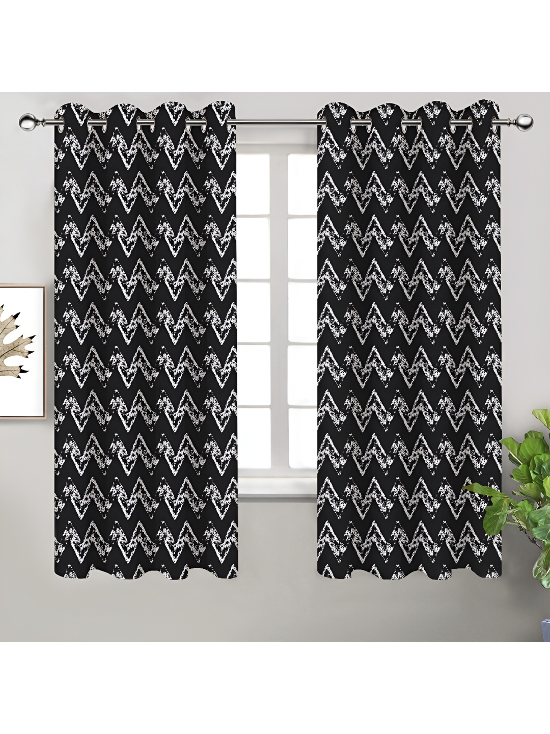 

Airwill Black & White 2Pcs Abstract Room Darkening Window Curtain