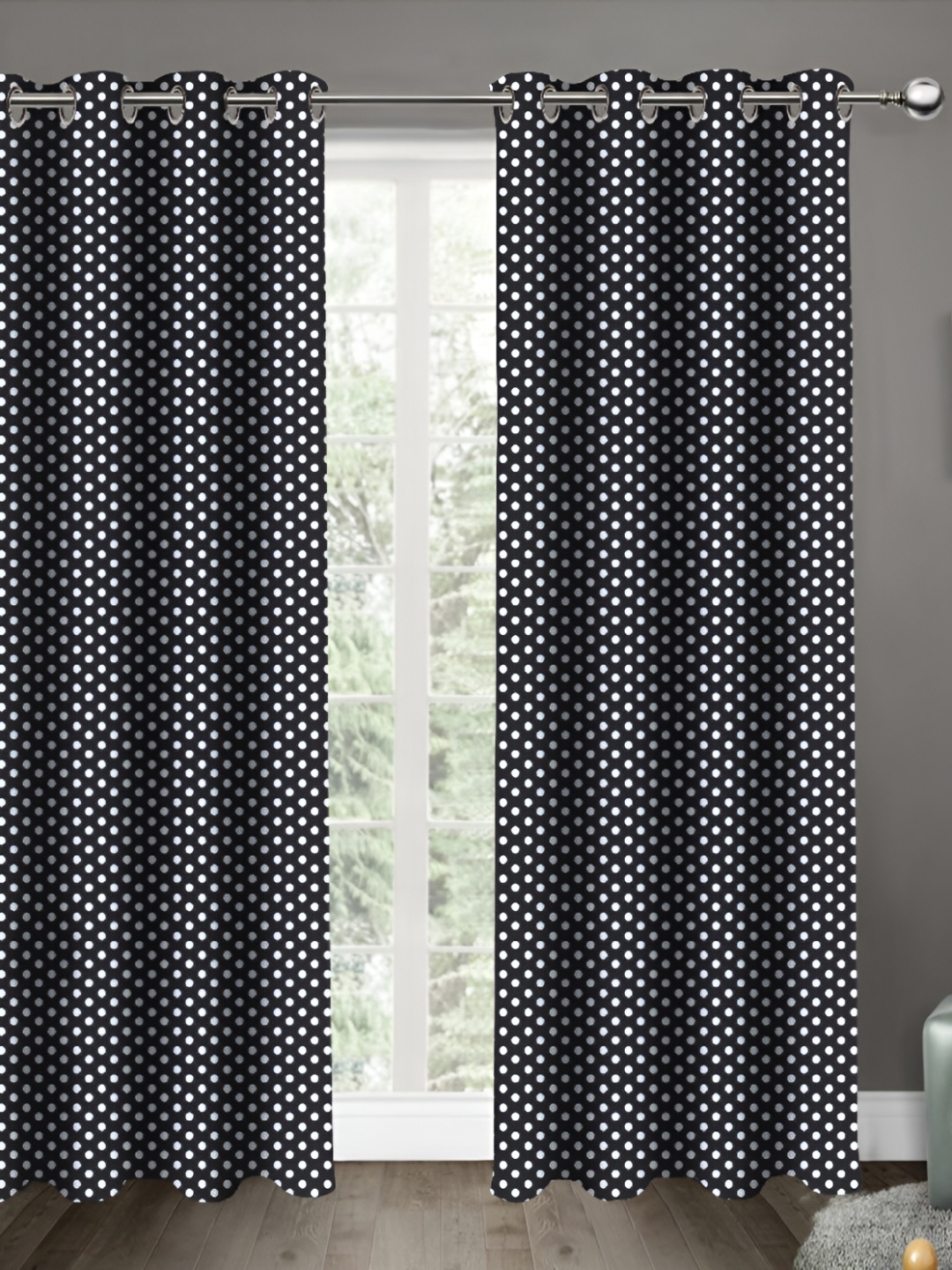 

Airwill Black & White 2Pcs Geometric Room Darkening Door Curtain