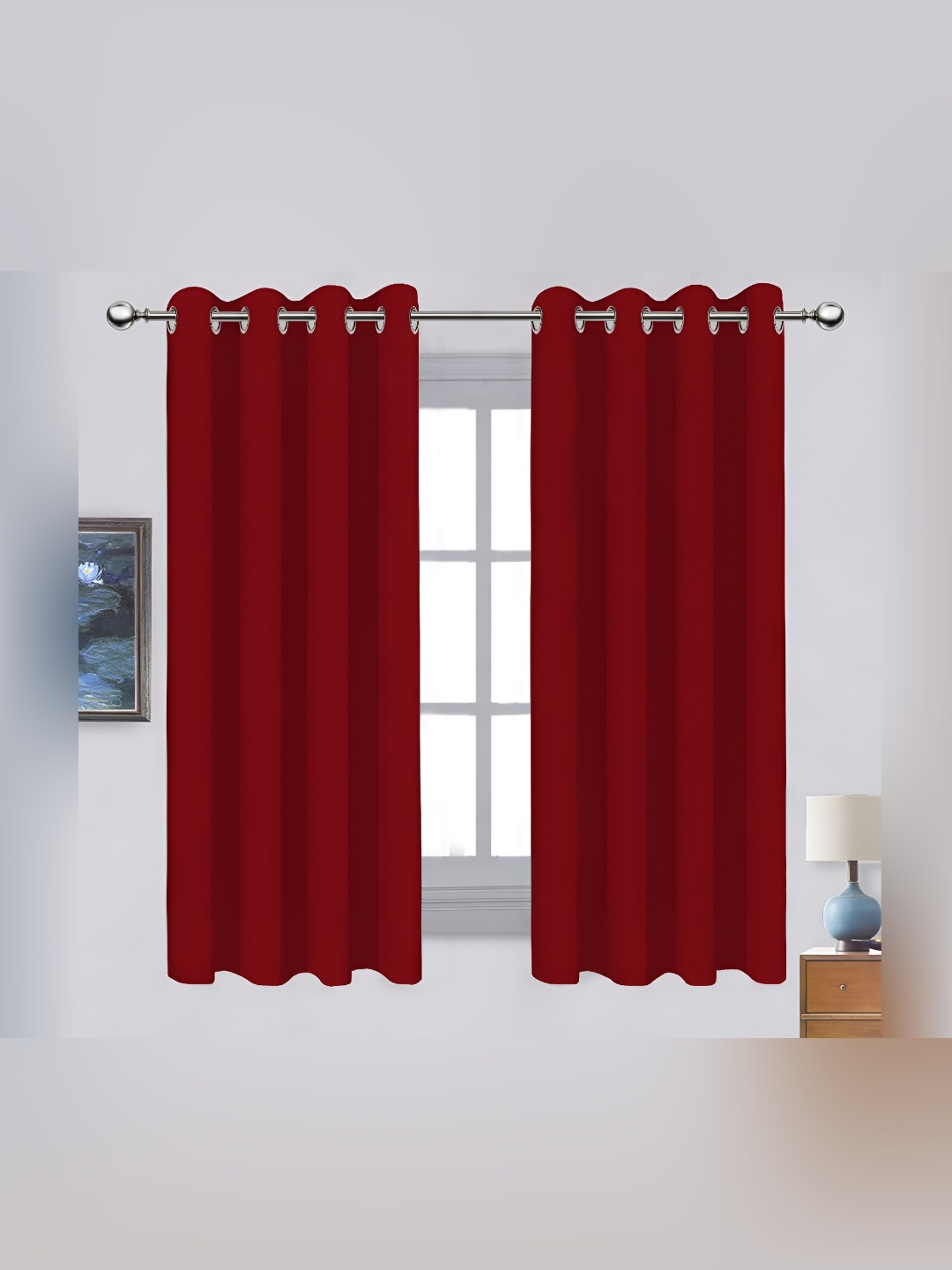 

Airwill Maroon 2 Pcs Room Darkening Cotton Window Curtains