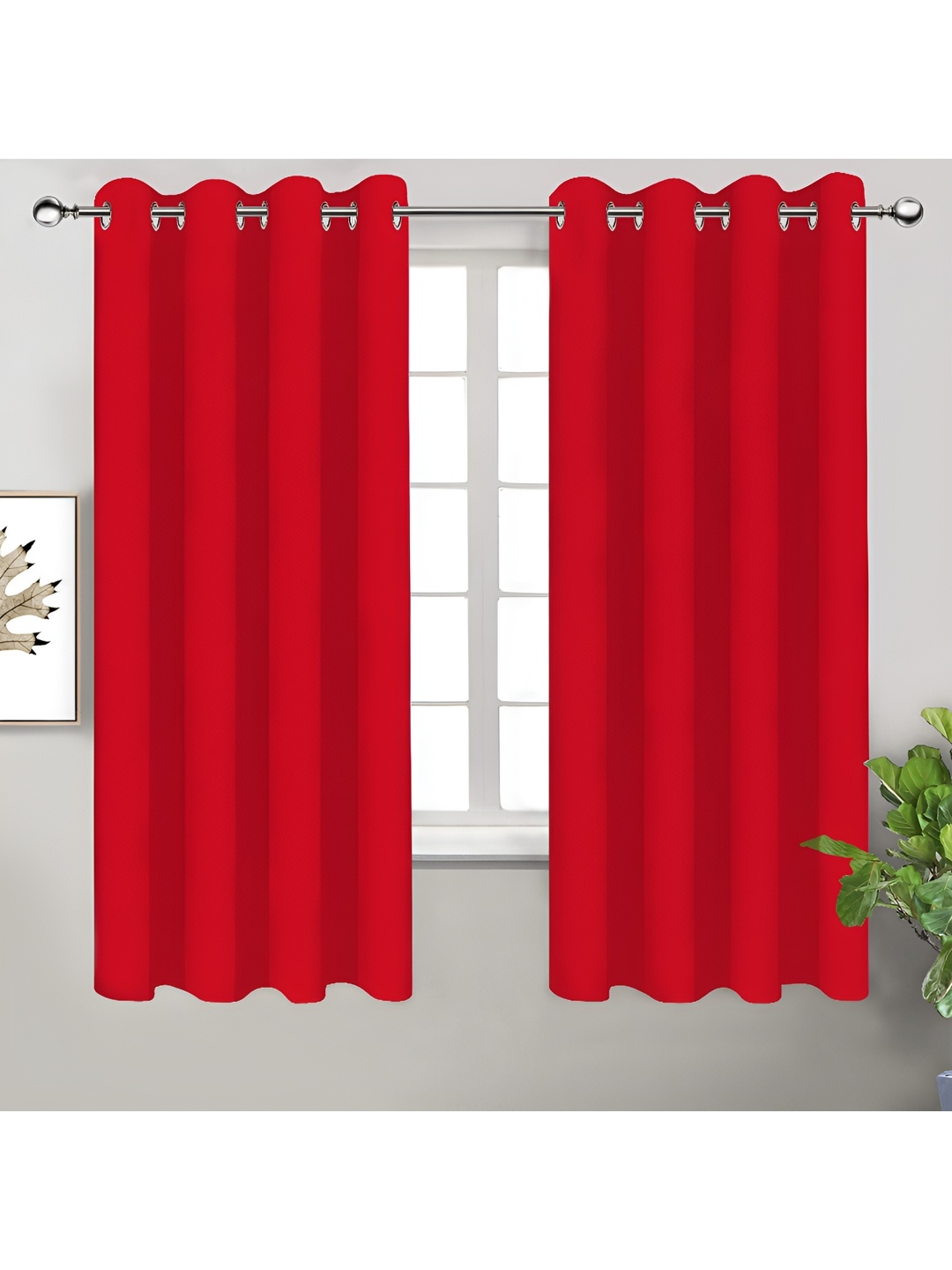 

Airwill Red 2 Pieces Cotton Room Darkening Window Curtains