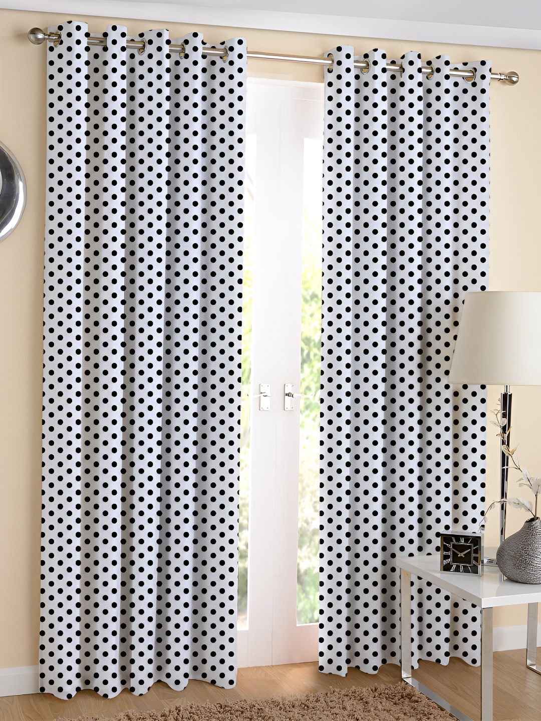 

Airwill Black White 2 Pieces Abstract Room Darkening Long Door Curtain
