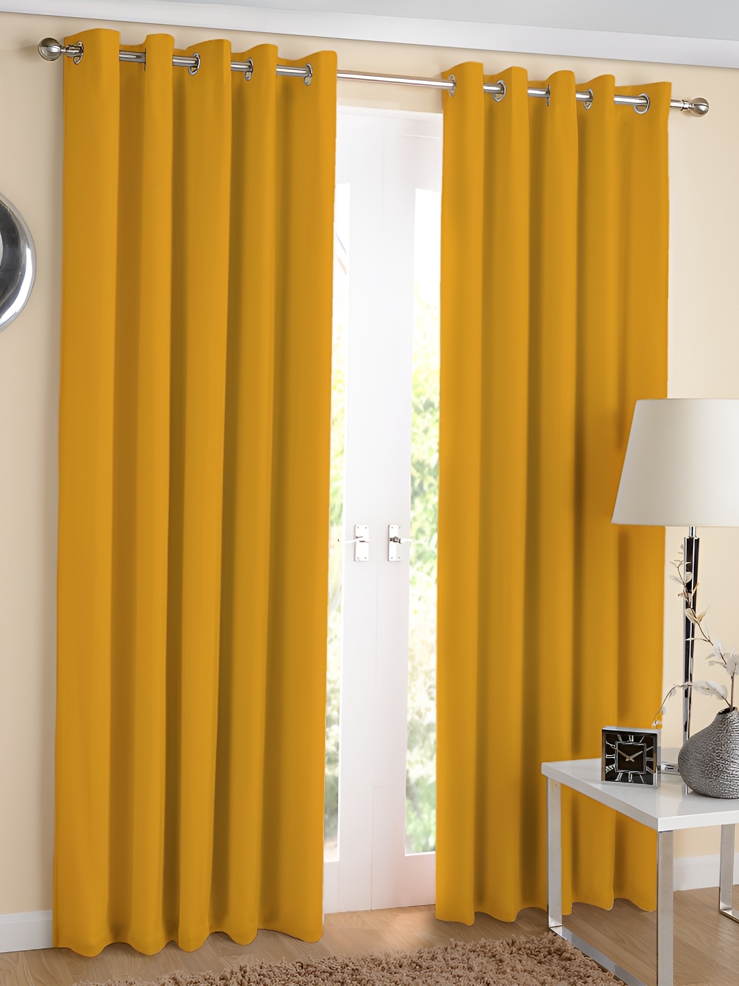 

Airwill Yellow 2Pcs Room Darkening Long Door Curtain