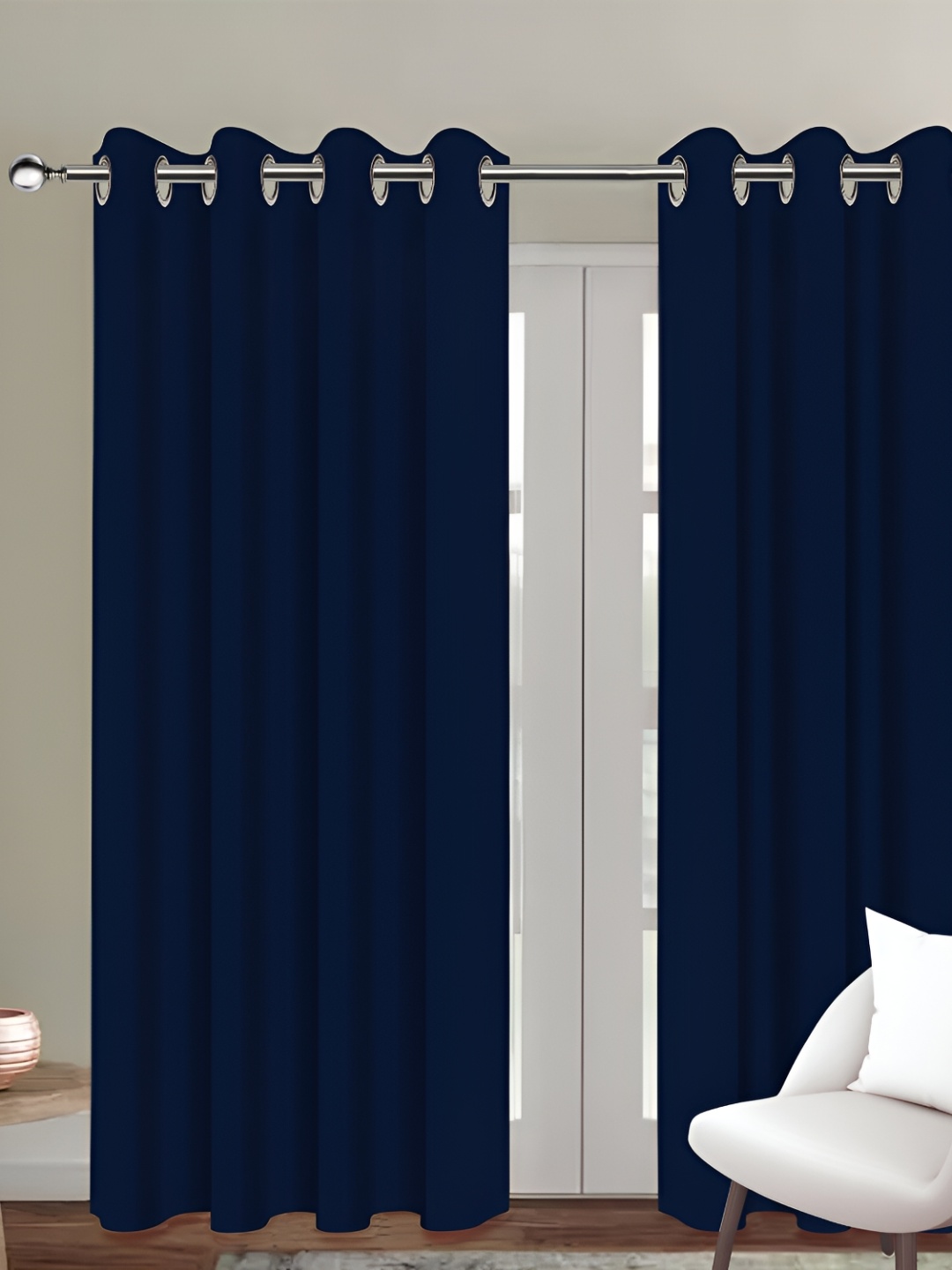 

Airwill Blue 2 Pcs Geometric Room Darkening Cotton Door Curtain
