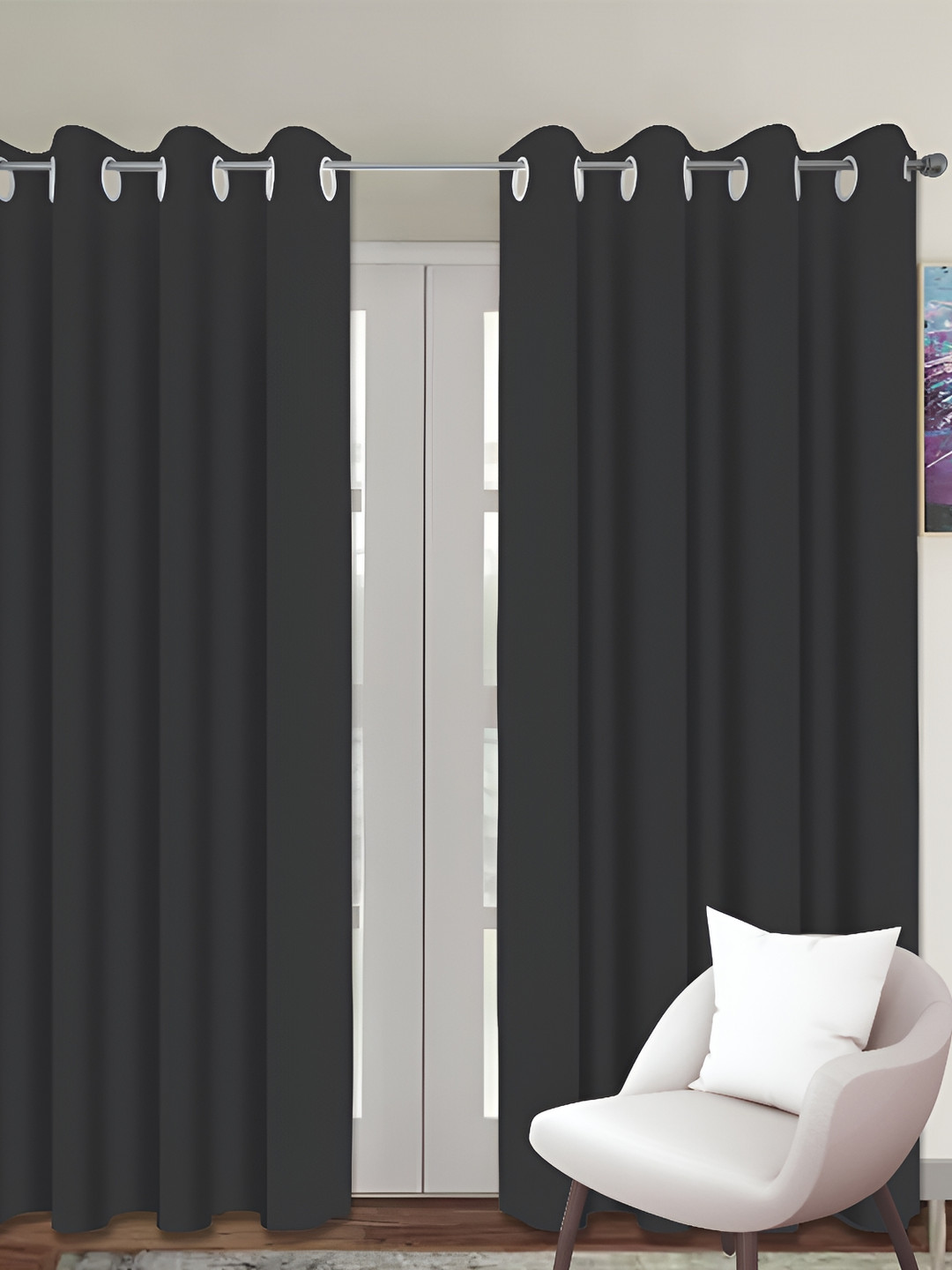 

Airwill Grey 2 Pieces Cotton Room Darkening Door Curtain