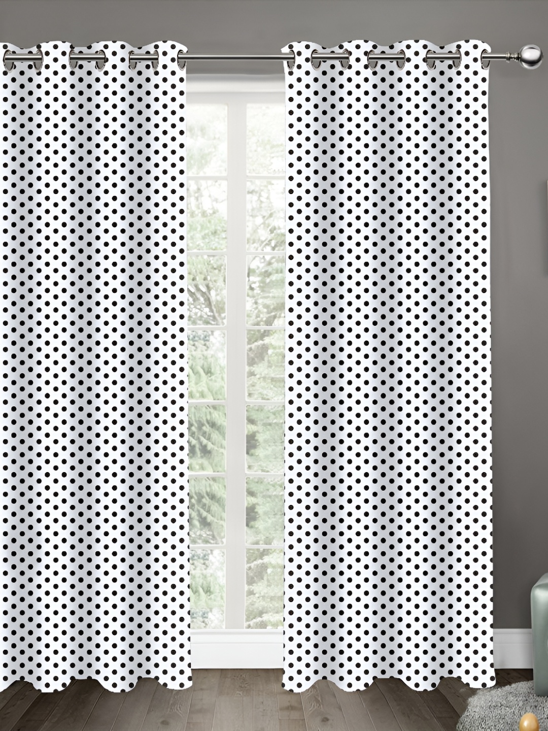 

Airwill Black & White 2Pcs Geometric Room Darkening Door Curtain