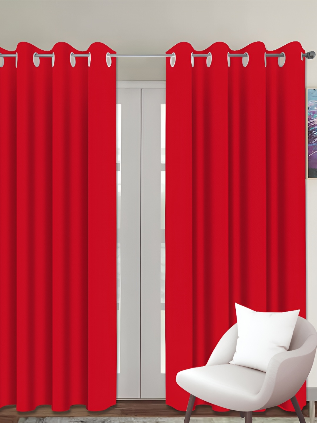 

Airwill Red 2 Pieces Room Darkening Long Door Curtain