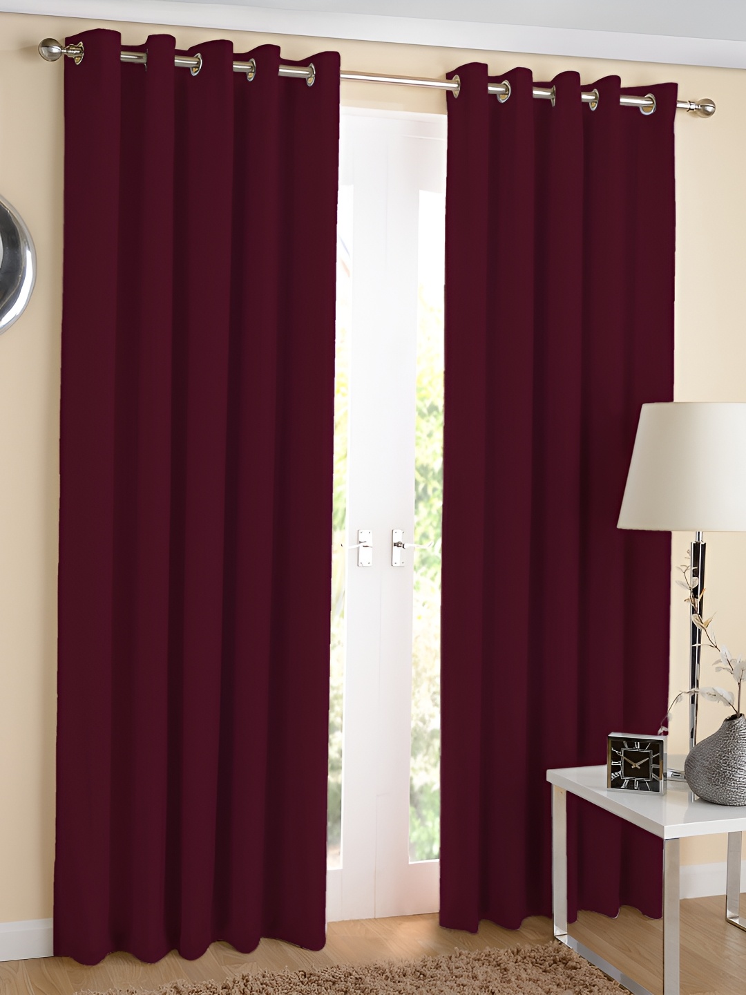 

Airwill Maroon 2 Pieces Cotton Room Darkening Long Door Curtain