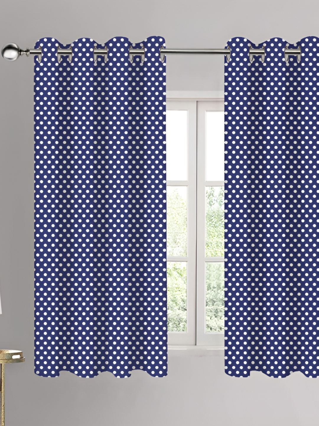 

Airwill Blue & White 2 Pieces Geometric Printed Room Darkening Window Curtain