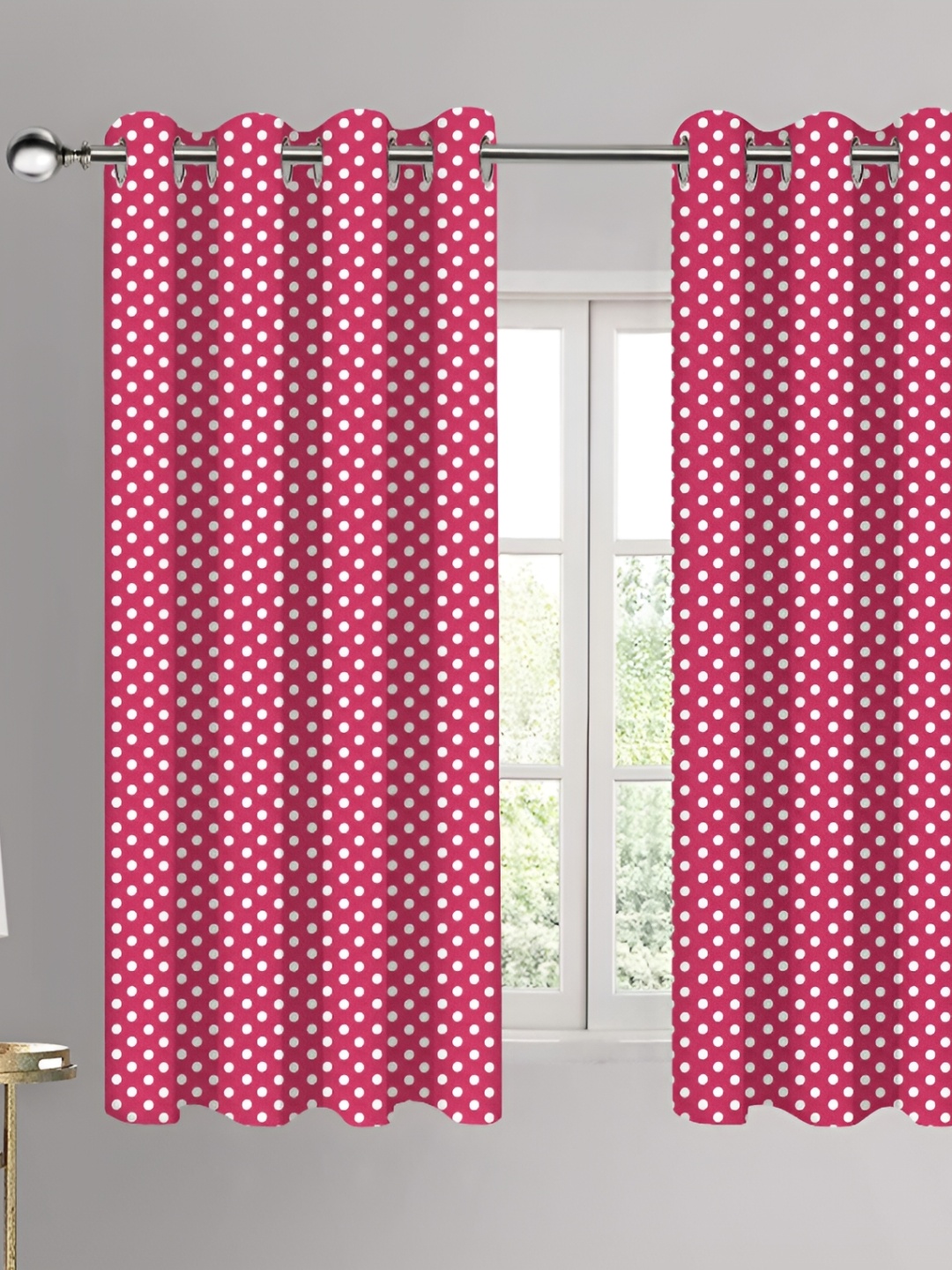 

Airwill Pink & White 2Pcs Geometric Room Darkening Window Curtain