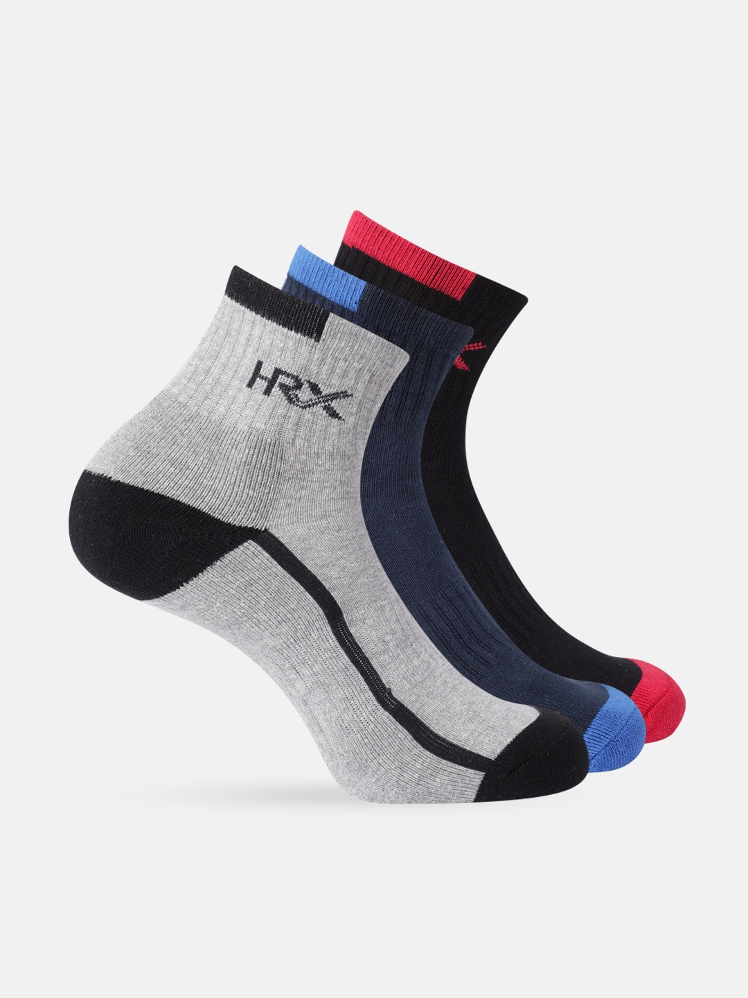 

HRX by Hrithik Roshan Men Set of 3 Patterned Above Ankle-Length Socks, Grey