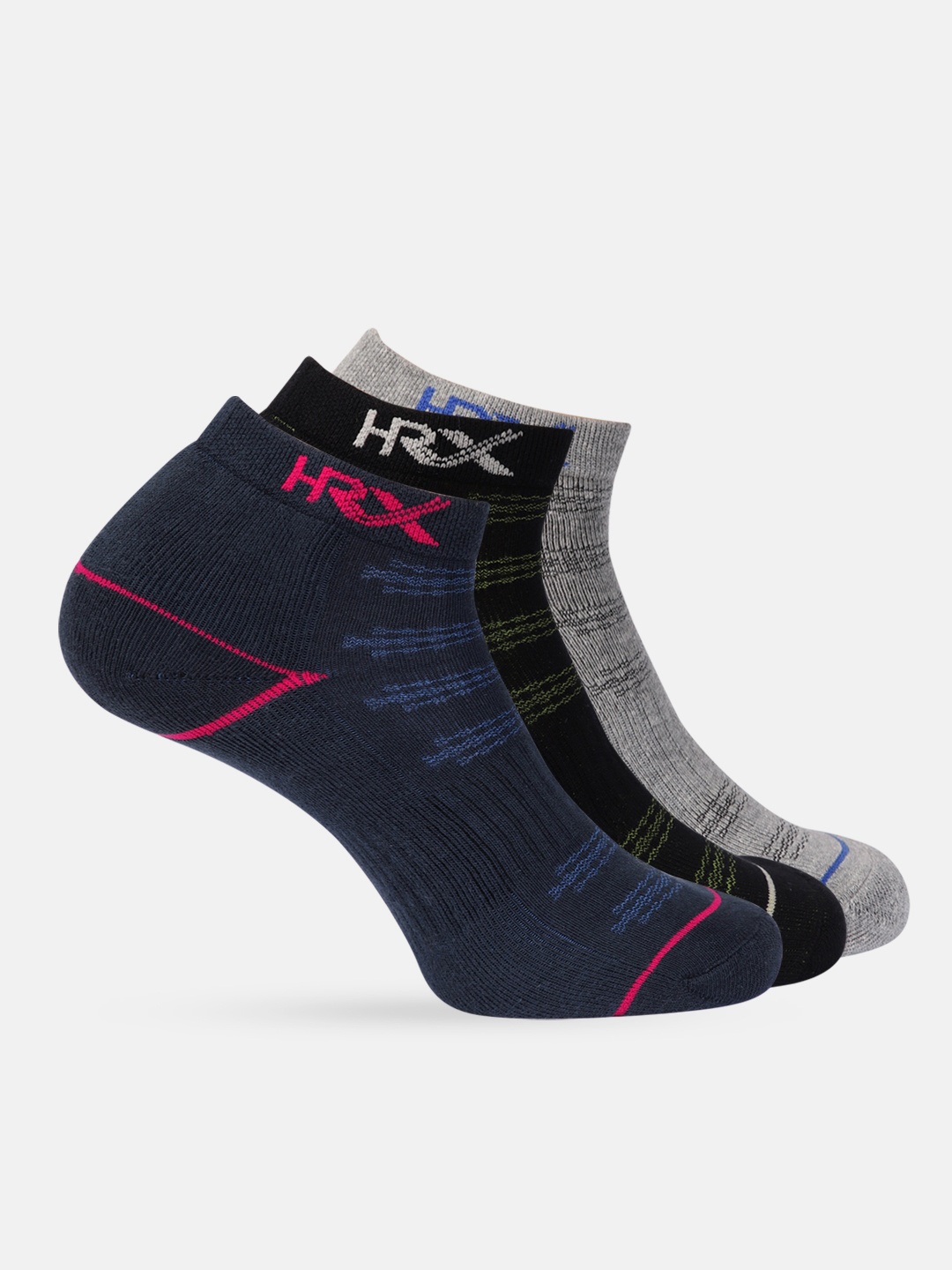

HRX by Hrithik Roshan Men Set of 3 Ankle Length Socks, Navy blue