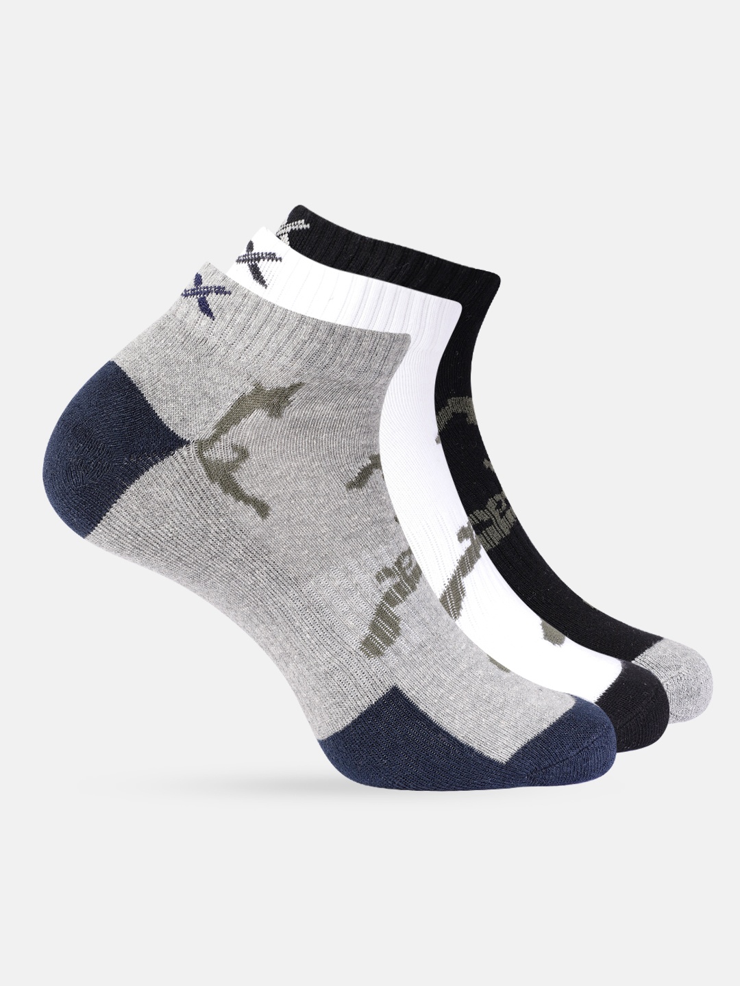 

HRX by Hrithik Roshan Men Pack Of 3 Patterned Above Ankle-Length Socks, White