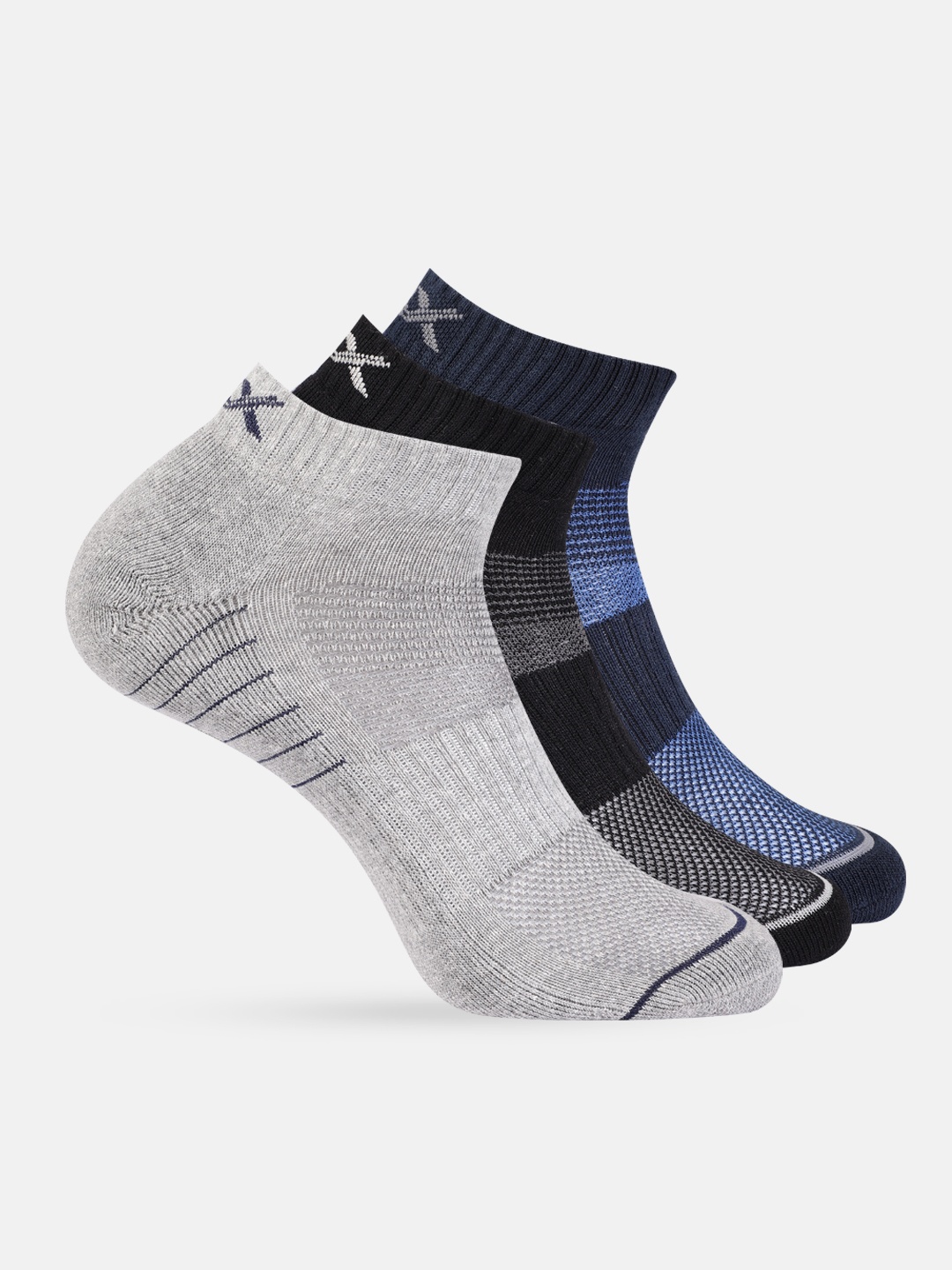 

HRX by Hrithik Roshan Men Pack of 3 Patterned Ankle-Length Socks, Navy blue