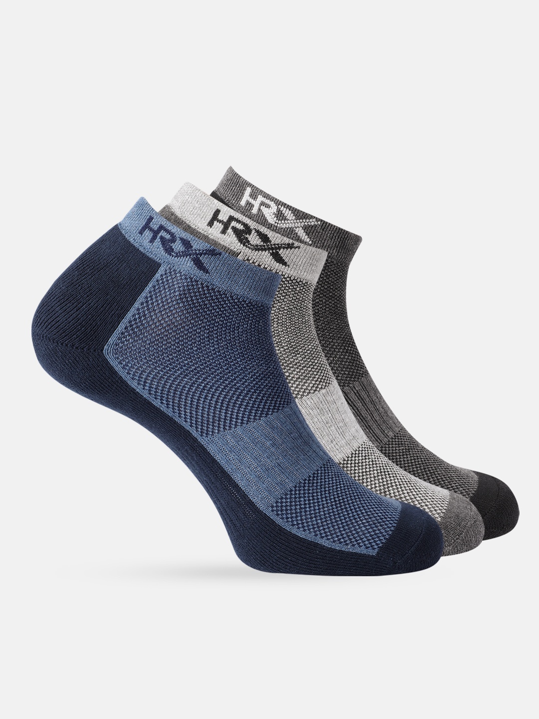 

HRX by Hrithik Roshan Men Set of 3 Ankle Length Socks, Blue