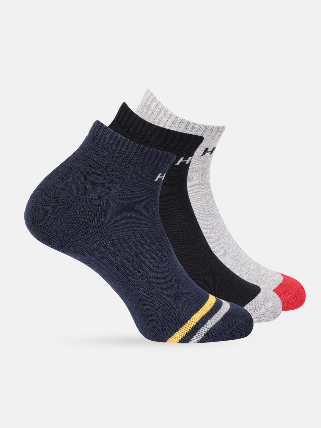 

HRX by Hrithik Roshan Men Pack of 3 Colourblocked Ankle-Length Socks, Navy blue