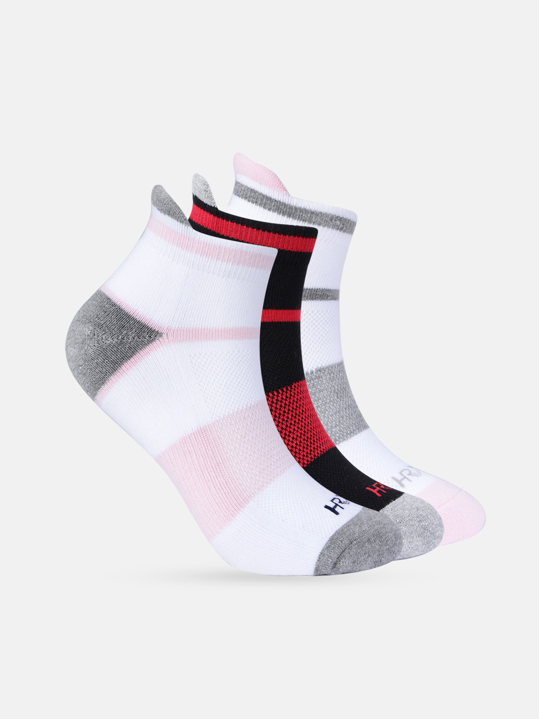 

HRX by Hrithik Roshan Women Set of 3 Patterned Ankle-Length Socks, Multi