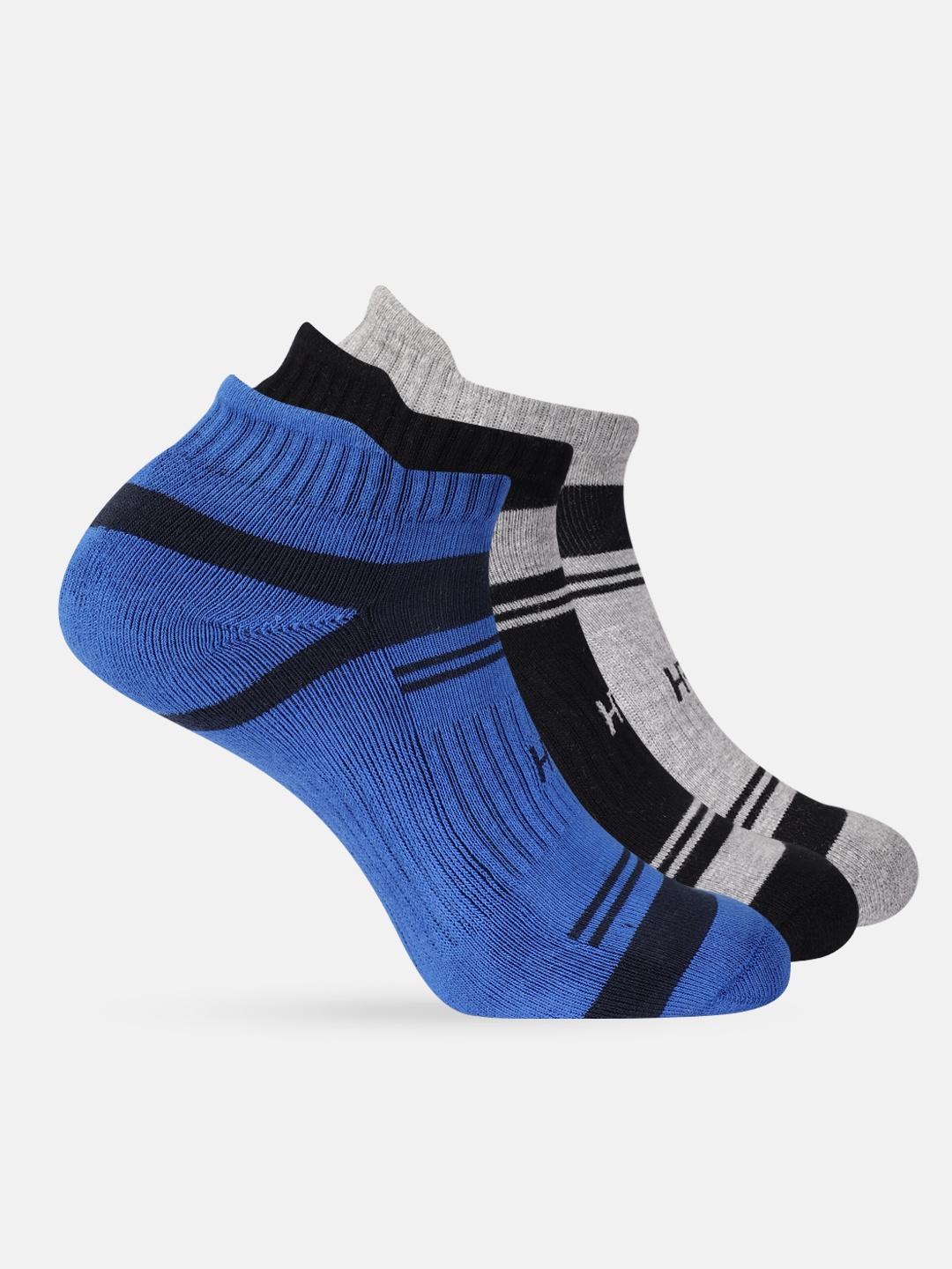 

HRX by Hrithik Roshan Men Pack Of 3 Patterned Above Ankle-Length Socks, Blue