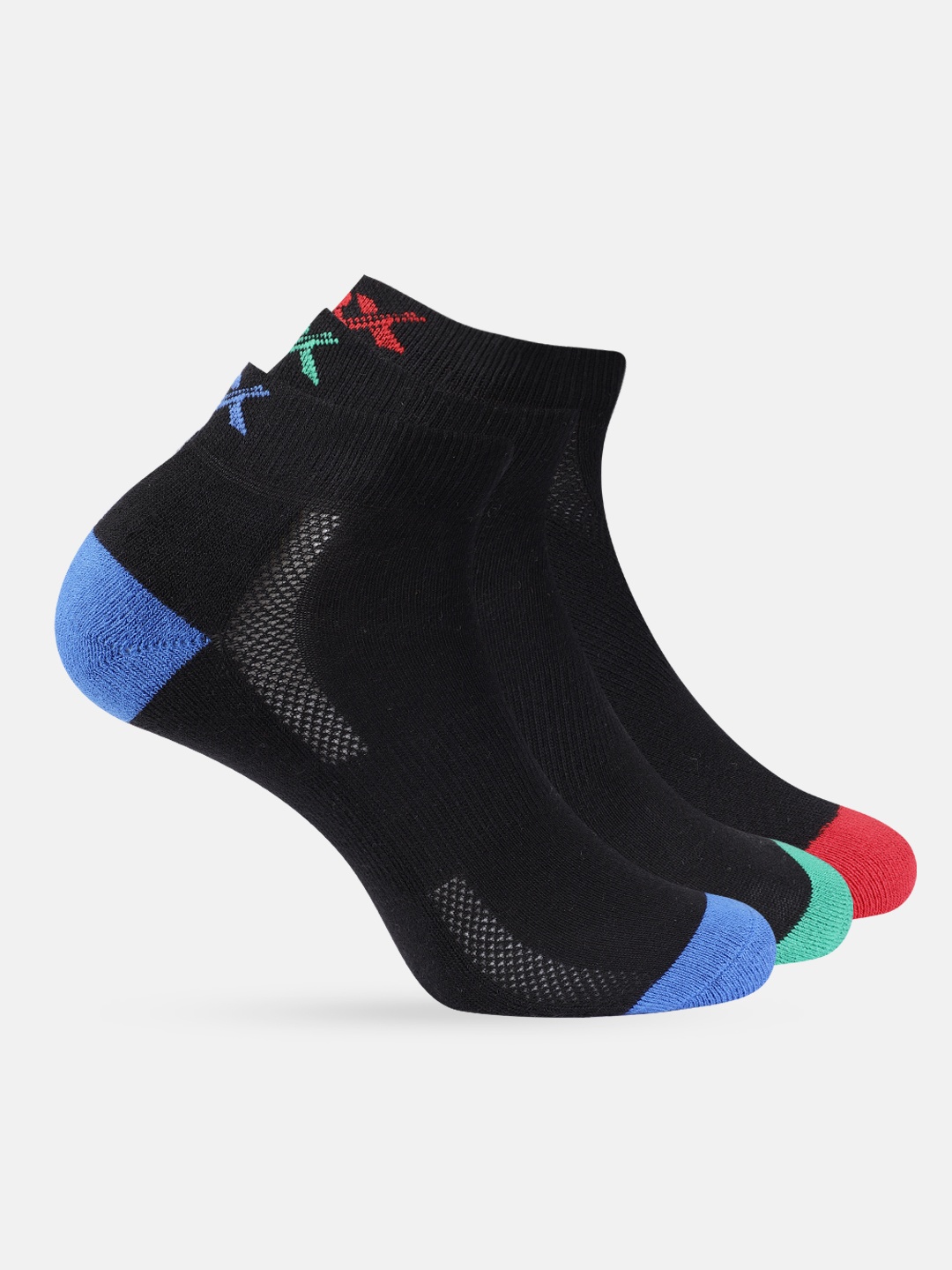 

HRX by Hrithik Roshan Men Pack Of 3 Coloublock Above Ankle-Length Socks, Blue