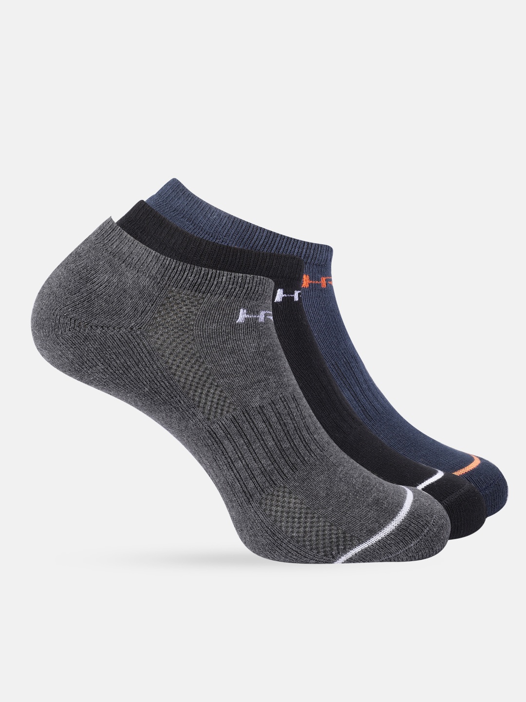 

HRX by Hrithik Roshan Men Set of 3 Patterned Ankle-Length Socks, Grey
