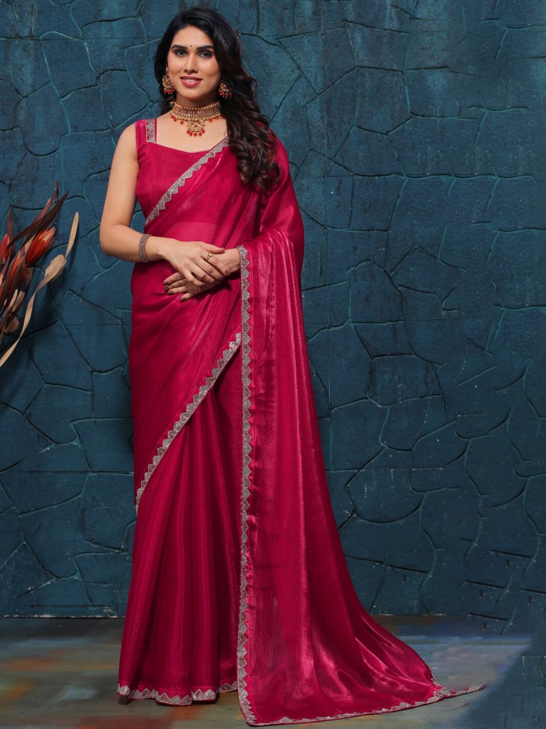 

KRISHNA R FASHION Pure Silk Saree, Red