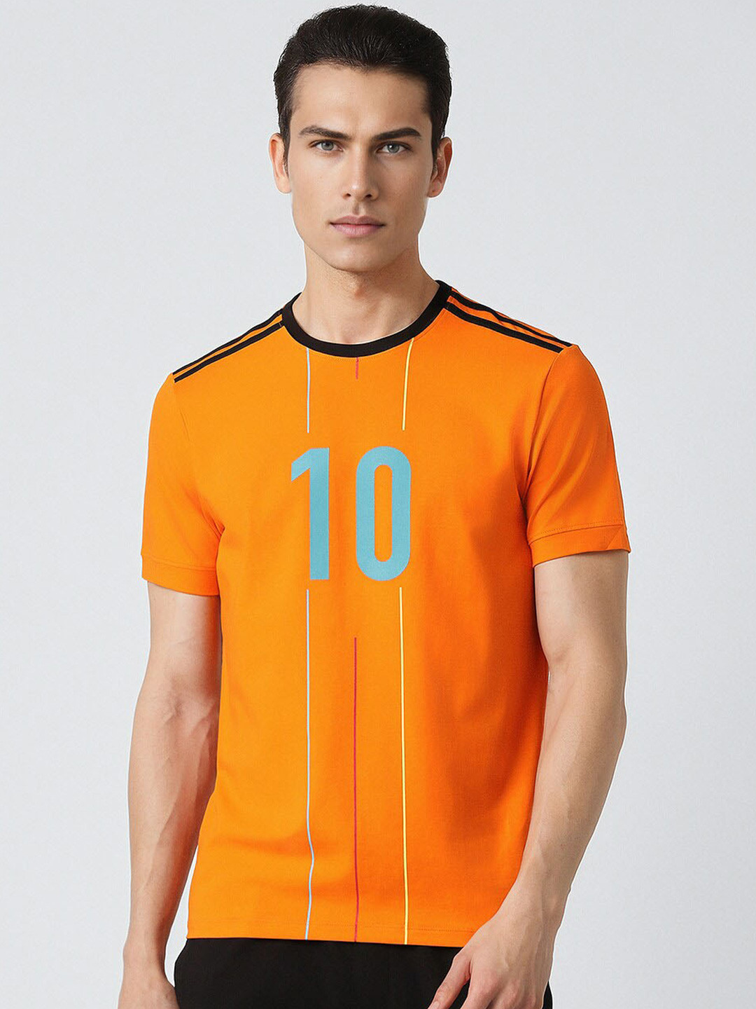

Van Heusen Flex Printed Cotton Slim Fit Crew Neck T-shirt, Orange