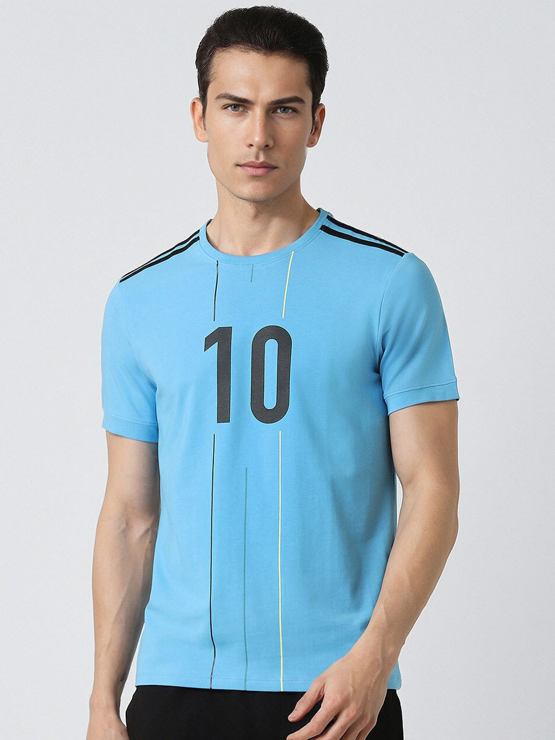 

Van Heusen Flex Printed Cotton Slim Fit Crew Neck T-shirt, Blue