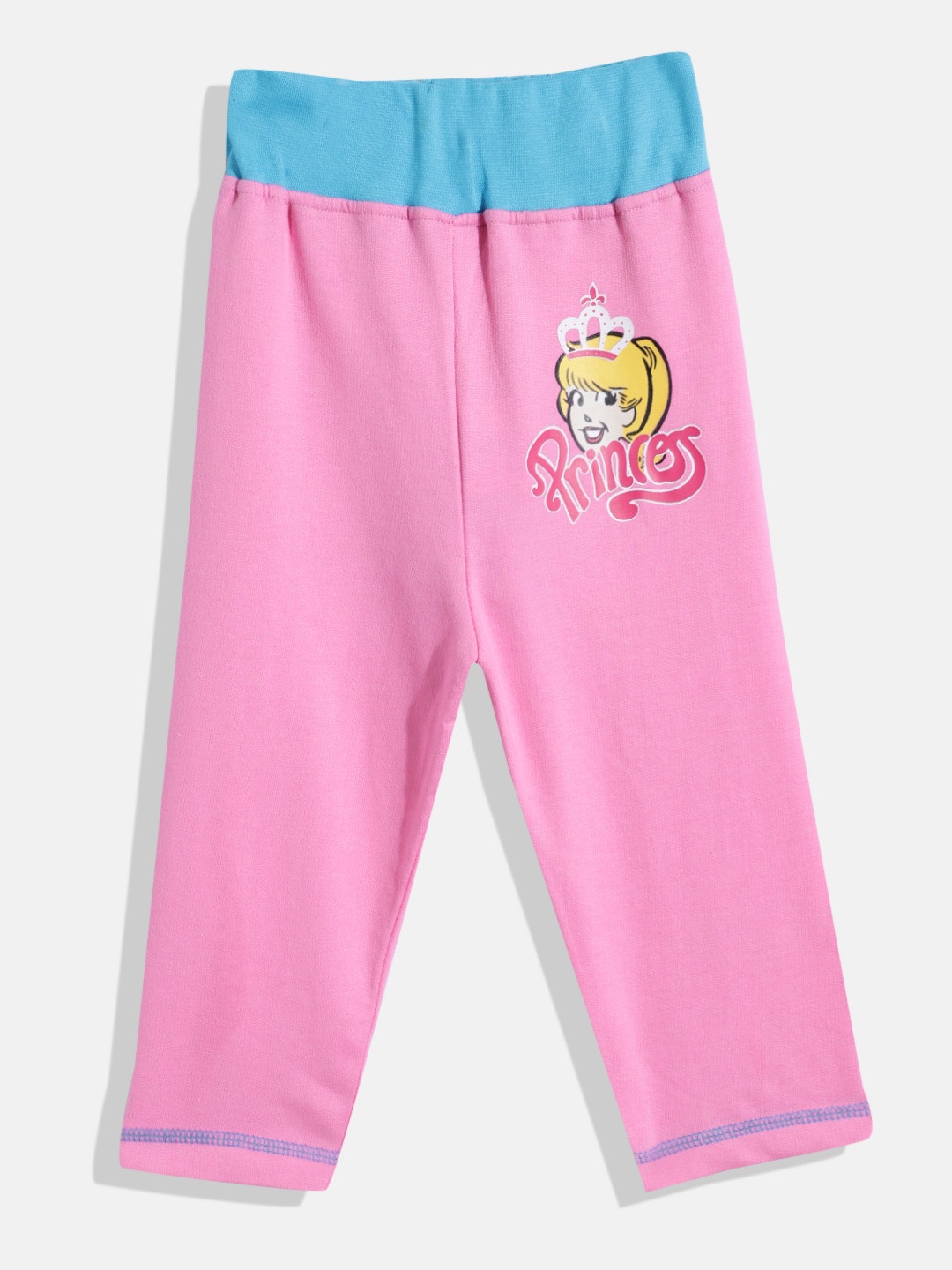 

Eteenz Girls Mid-Rise Graphic Print Detail Premium Cotton Track Pants, Pink
