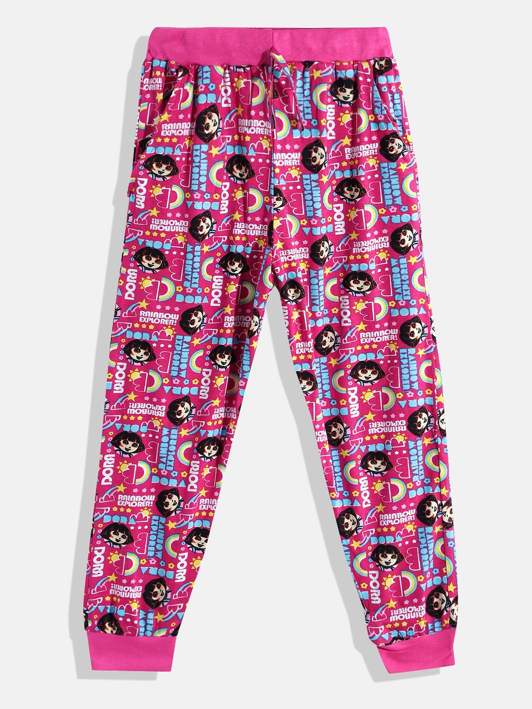 

Eteenz Girls Dora Print Premium Cotton Joggers, Fuchsia