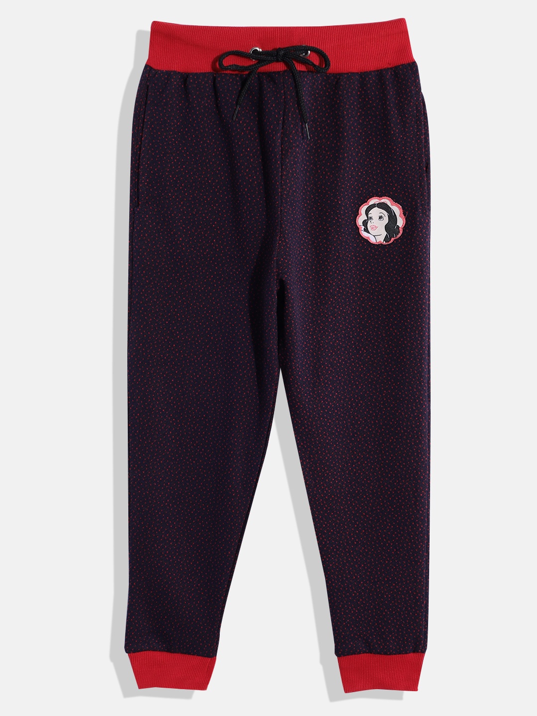 

Eteenz Girls Mid-Rise Self-Design Premium Cotton Joggers with Applique Detail, Navy blue
