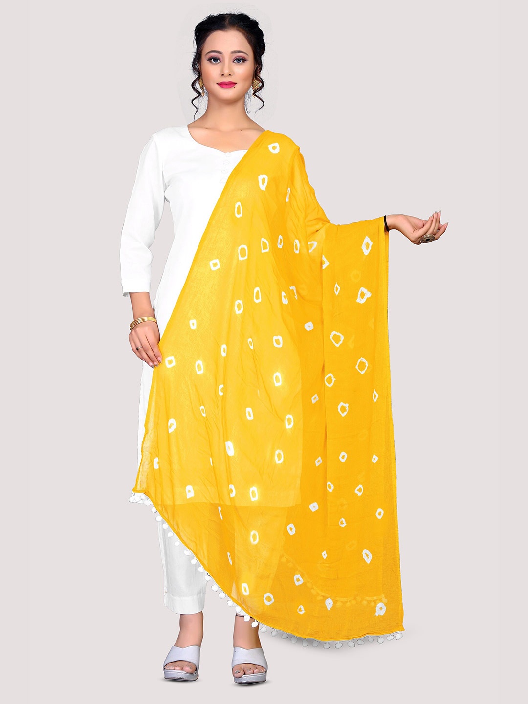 

CANIZZARO Geometric Printed Chiffon Dupatta, Yellow